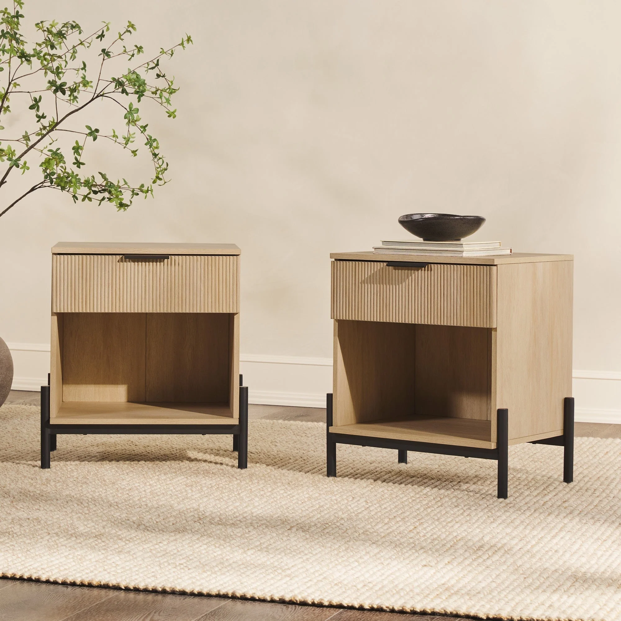 Paris Modern Scandinavian Reeded Nightstand - Image 14