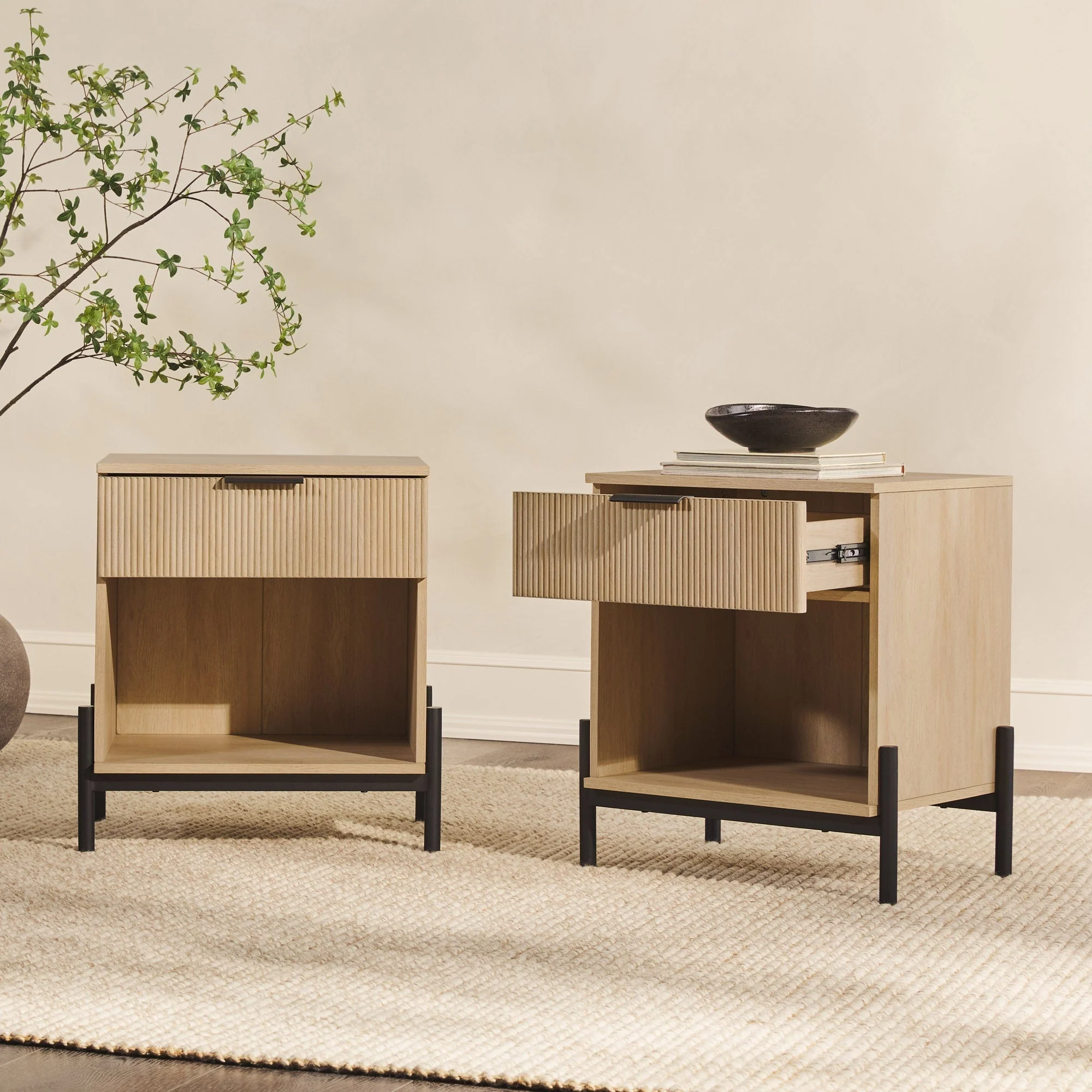 Paris Modern Scandinavian Reeded Nightstand - Image 15