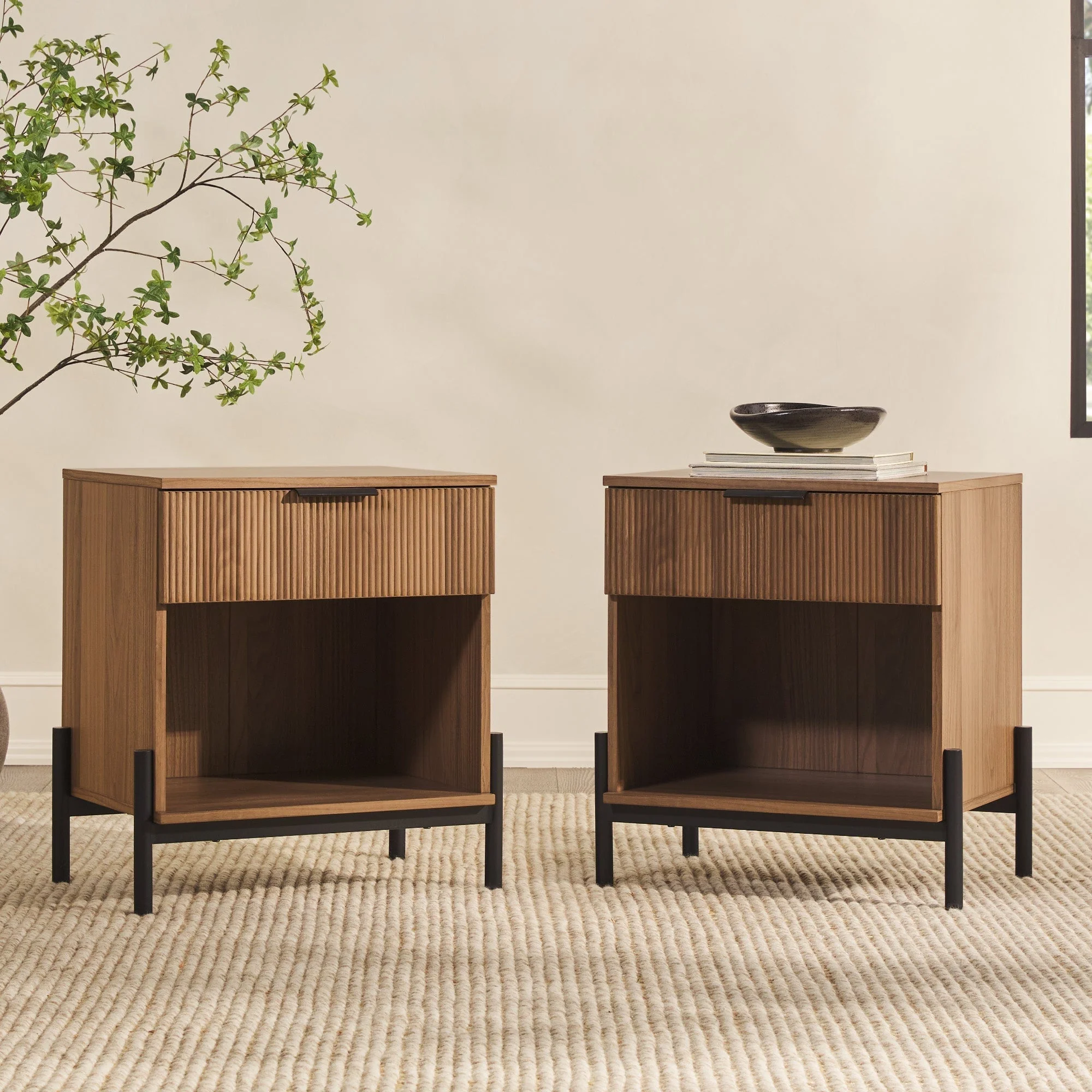 Paris Modern Scandinavian Reeded Nightstand - Image 20
