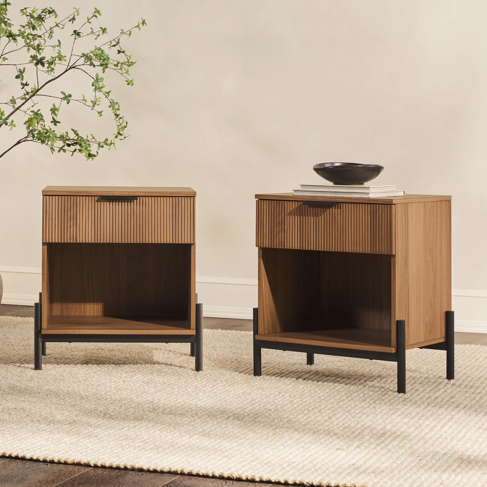 Paris Modern Scandinavian Reeded Nightstand - Image 21
