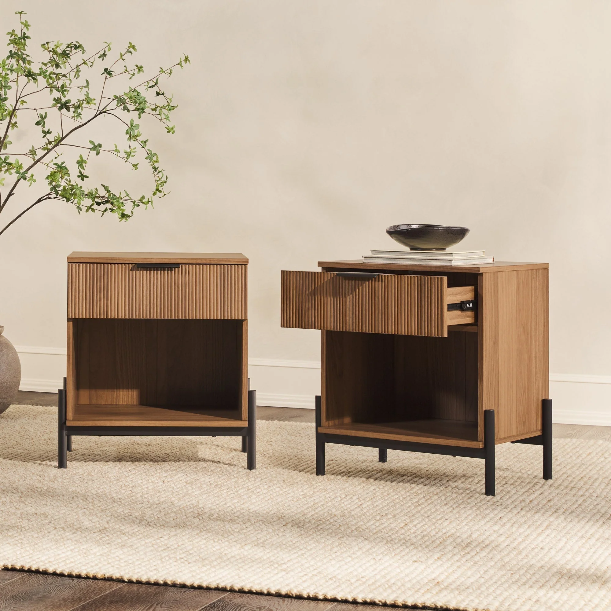 Paris Modern Scandinavian Reeded Nightstand - Image 22