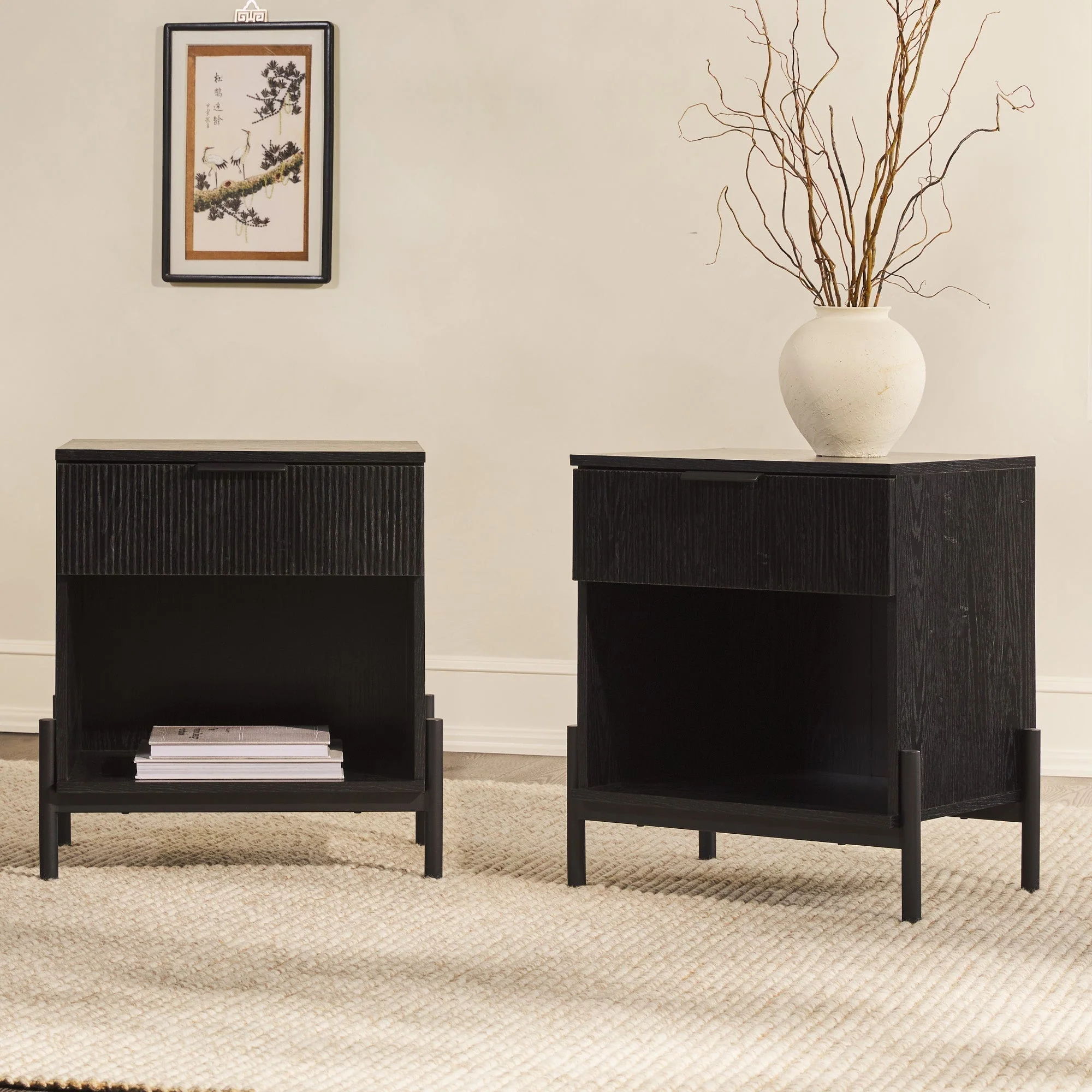 Paris Modern Scandinavian Reeded Nightstand - Image 27