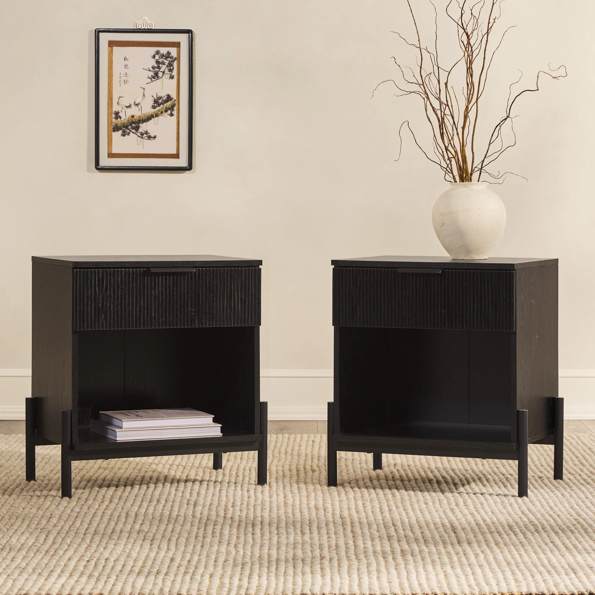 Paris Modern Scandinavian Reeded Nightstand - Image 29