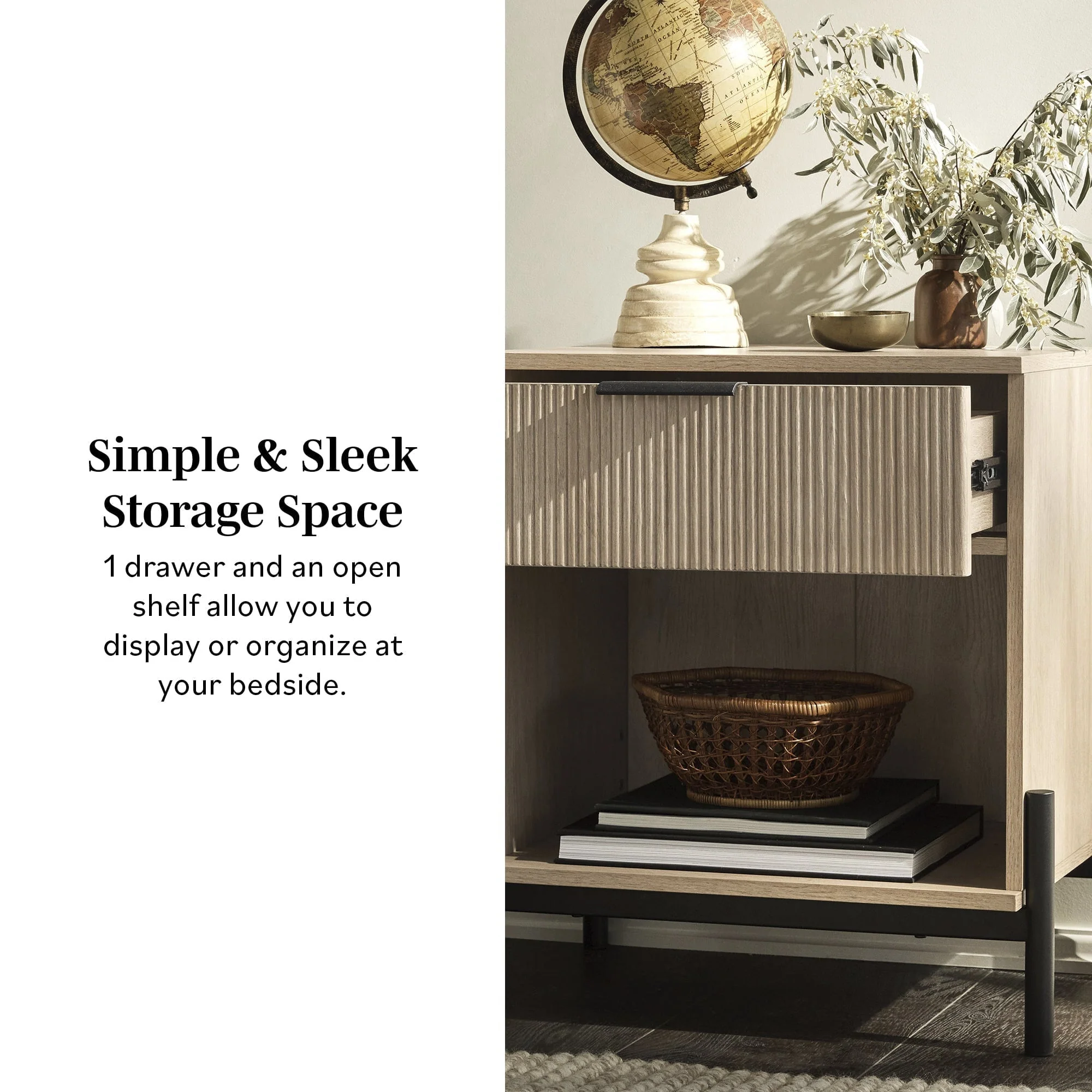 Paris Modern Scandinavian Reeded Nightstand - Image 4