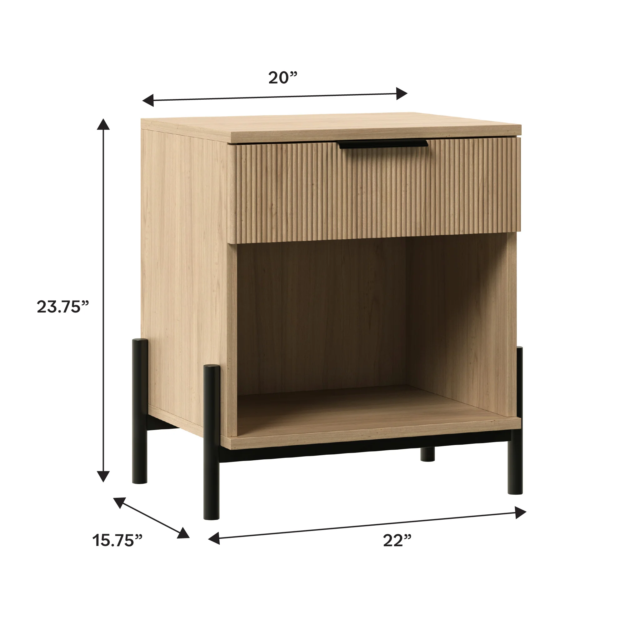 Paris Modern Scandinavian Reeded Nightstand - Image 6