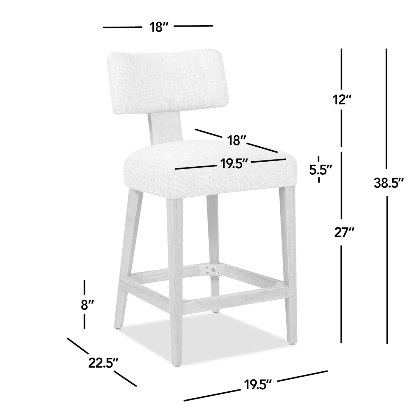 Penny Round Arched Chenille Counter Stool, Set of 2 - Image 11