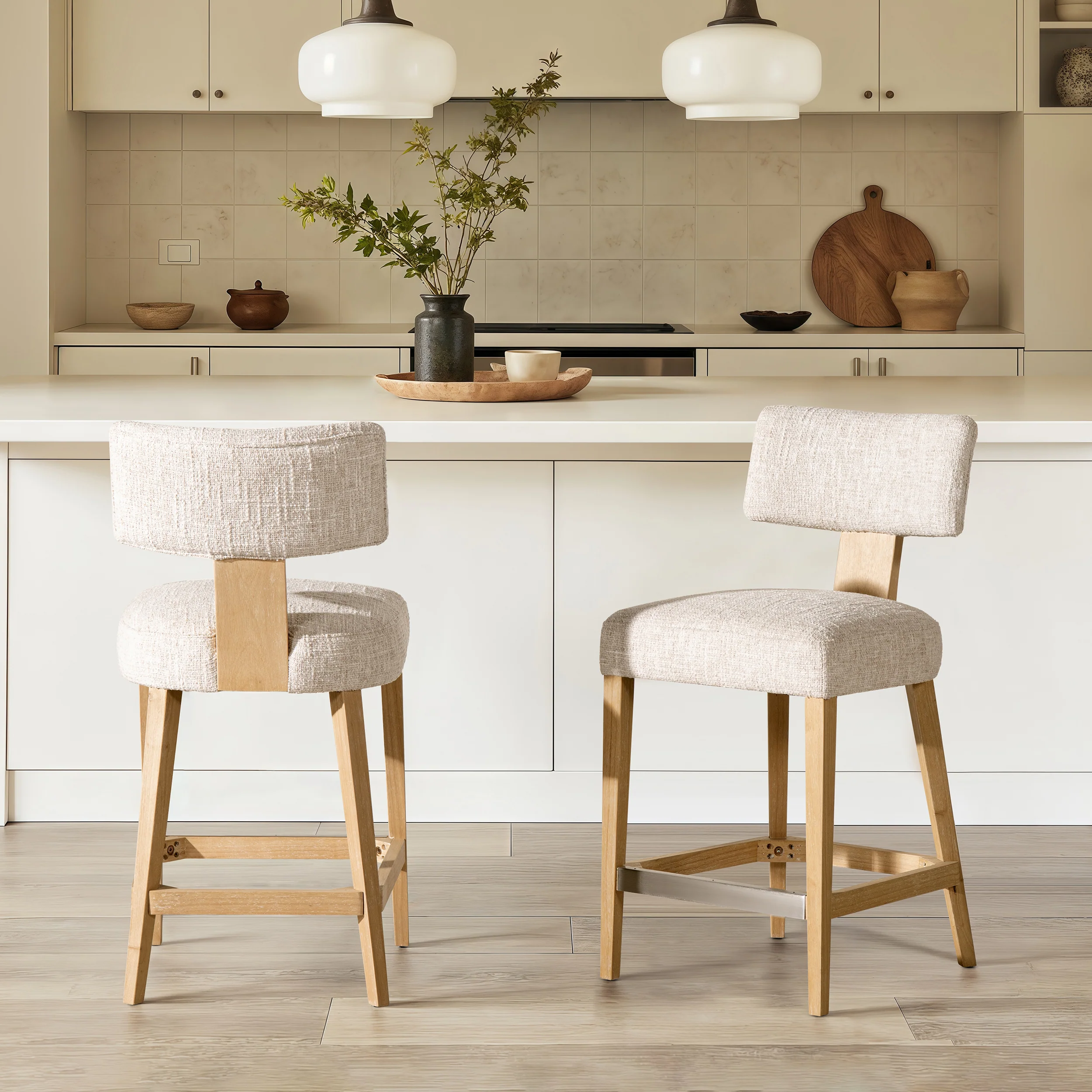Penny Round Arched Chenille Counter Stool, Set of 2 - Image 3