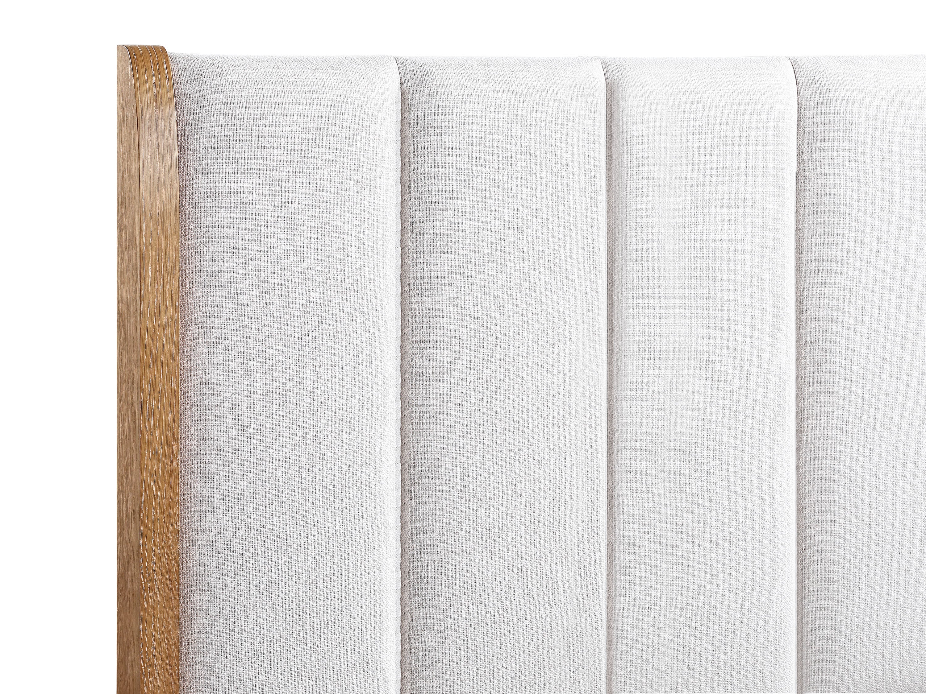 Walker Edison | Queen Upholstered Headboard with Rich Natural Wood Finish Platform - Image 4