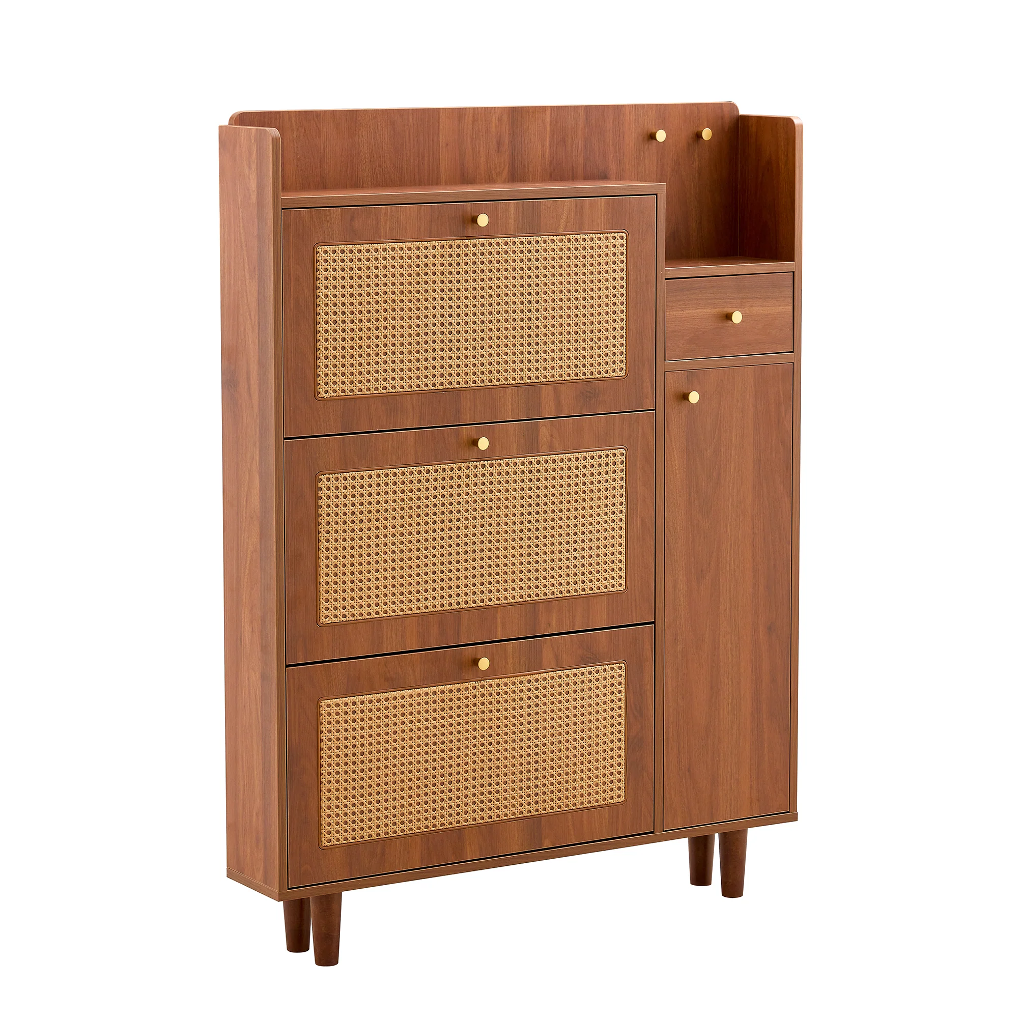 Walker Edison | Rattan Modern Minimalist Entryway Storage Cabinet - Image 5