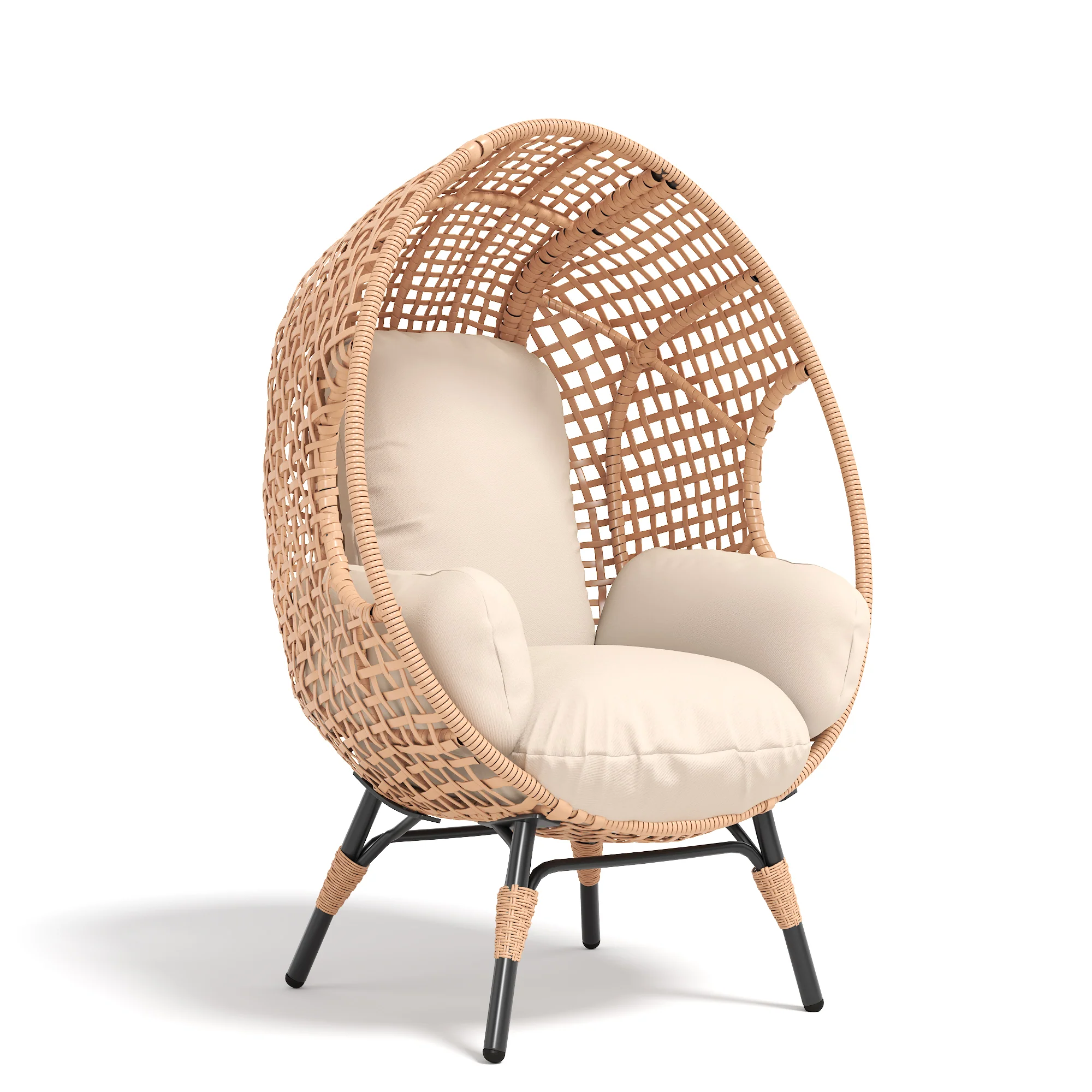 Rattan Outdoor Indoor Elegant Arc Back Hanging Egg Chair - Image 13