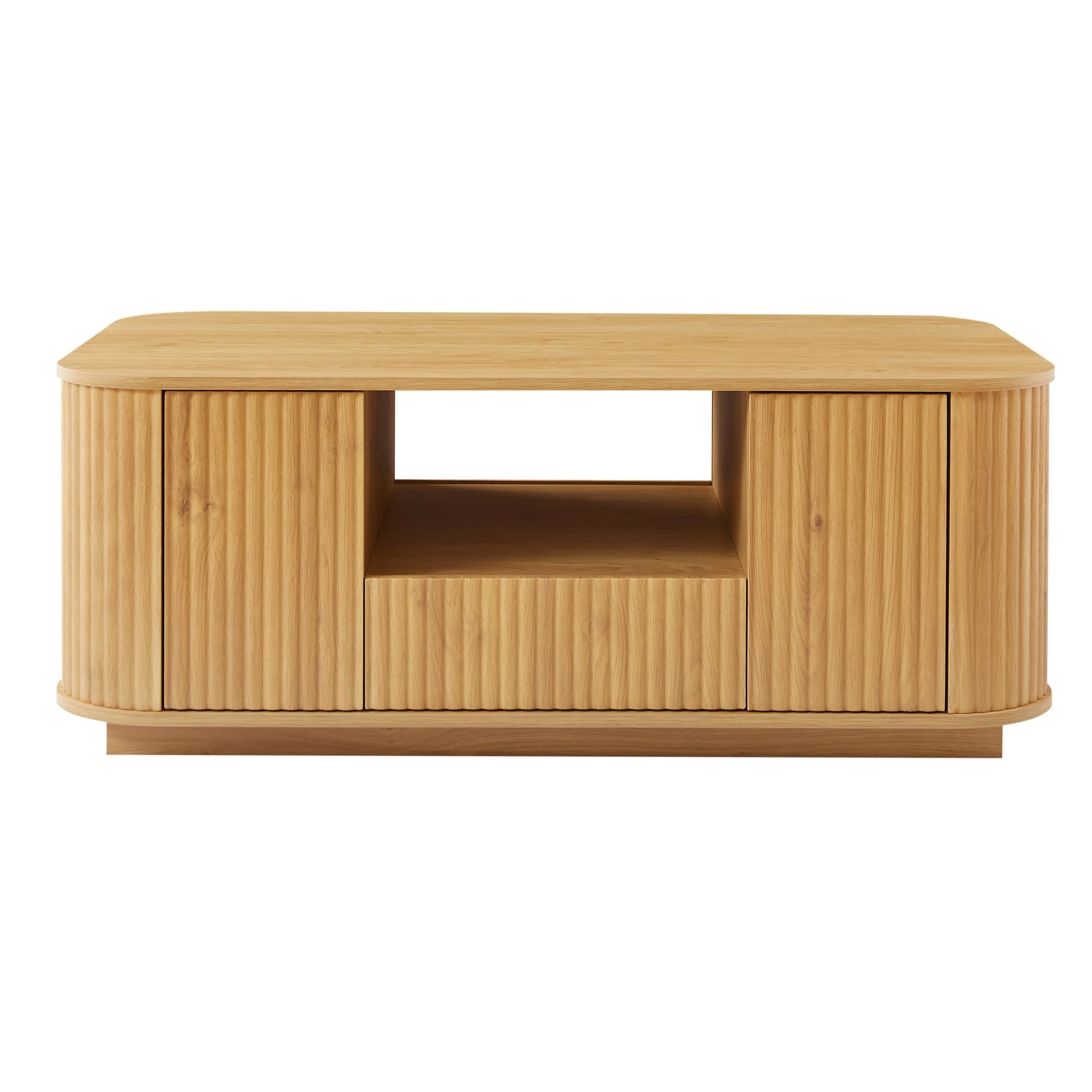 Walker Edison | Reeded Modern Curve Design Storage Coffee Table - Image 6