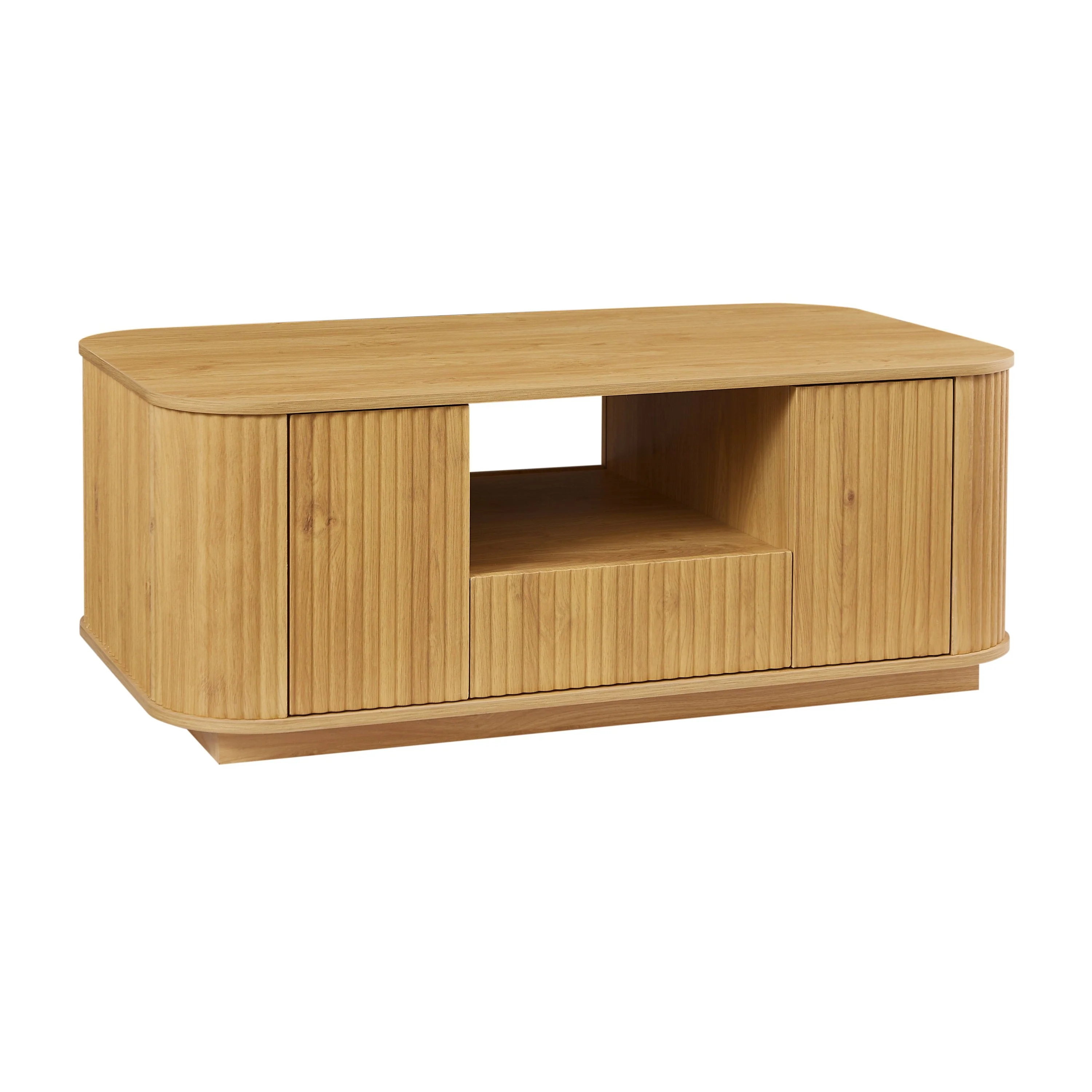 Walker Edison | Reeded Modern Curve Design Storage Coffee Table - Image 7