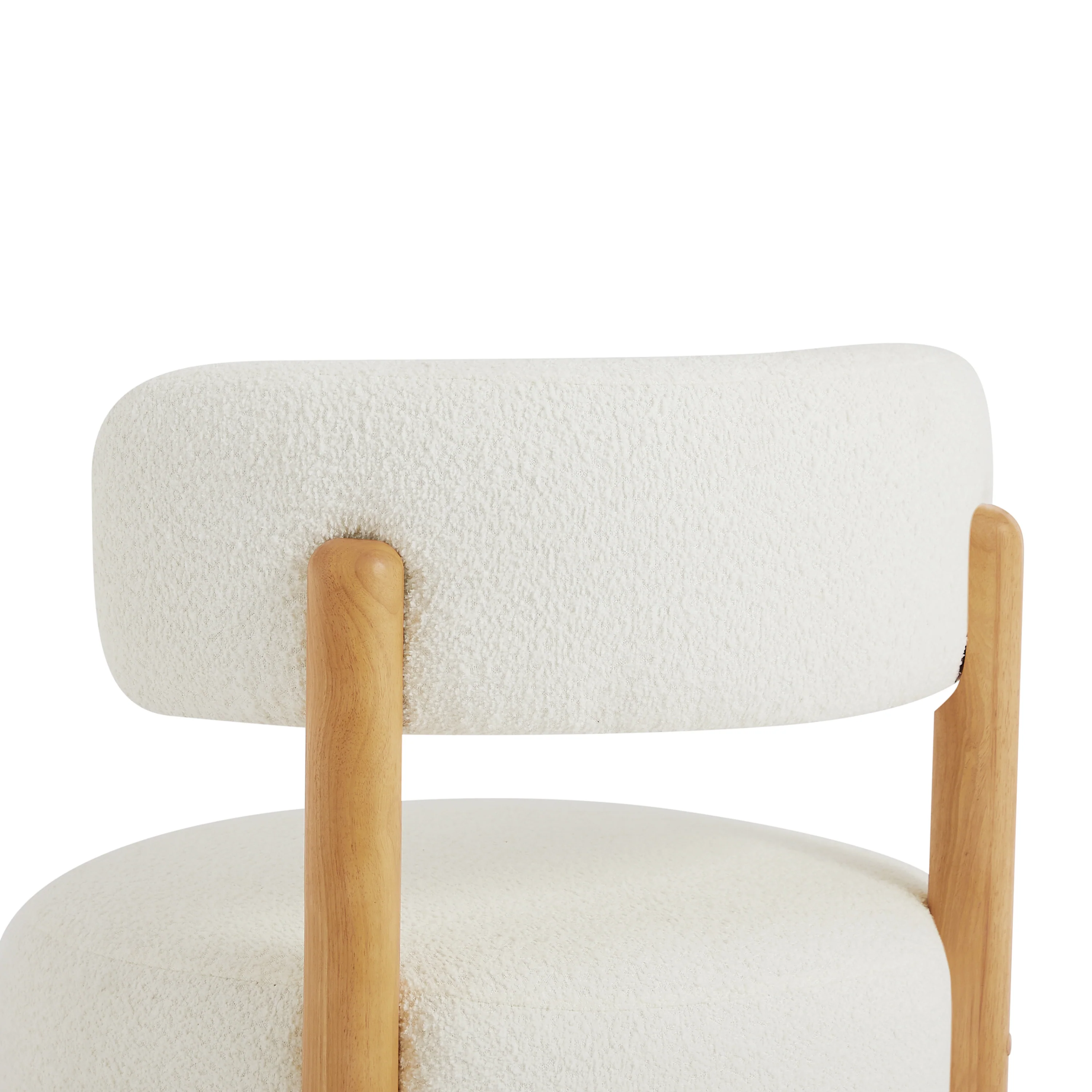 Reeded Wooden Base Curve Boucle Accent Chair Set of 2 - Image 15