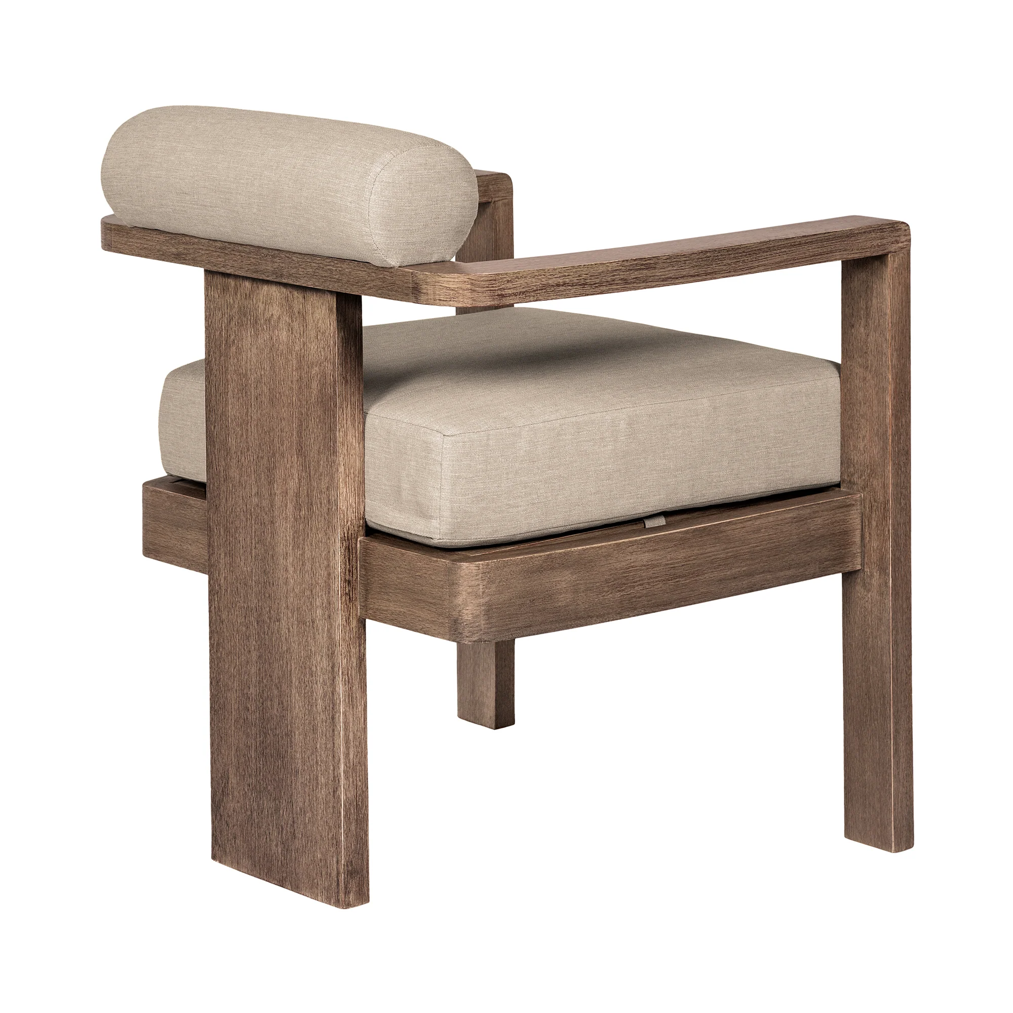 Relic Outdoor Patio Dining Chair in Weathered Eucalyptus Wood with Taupe Olefin Cushions - Image 6