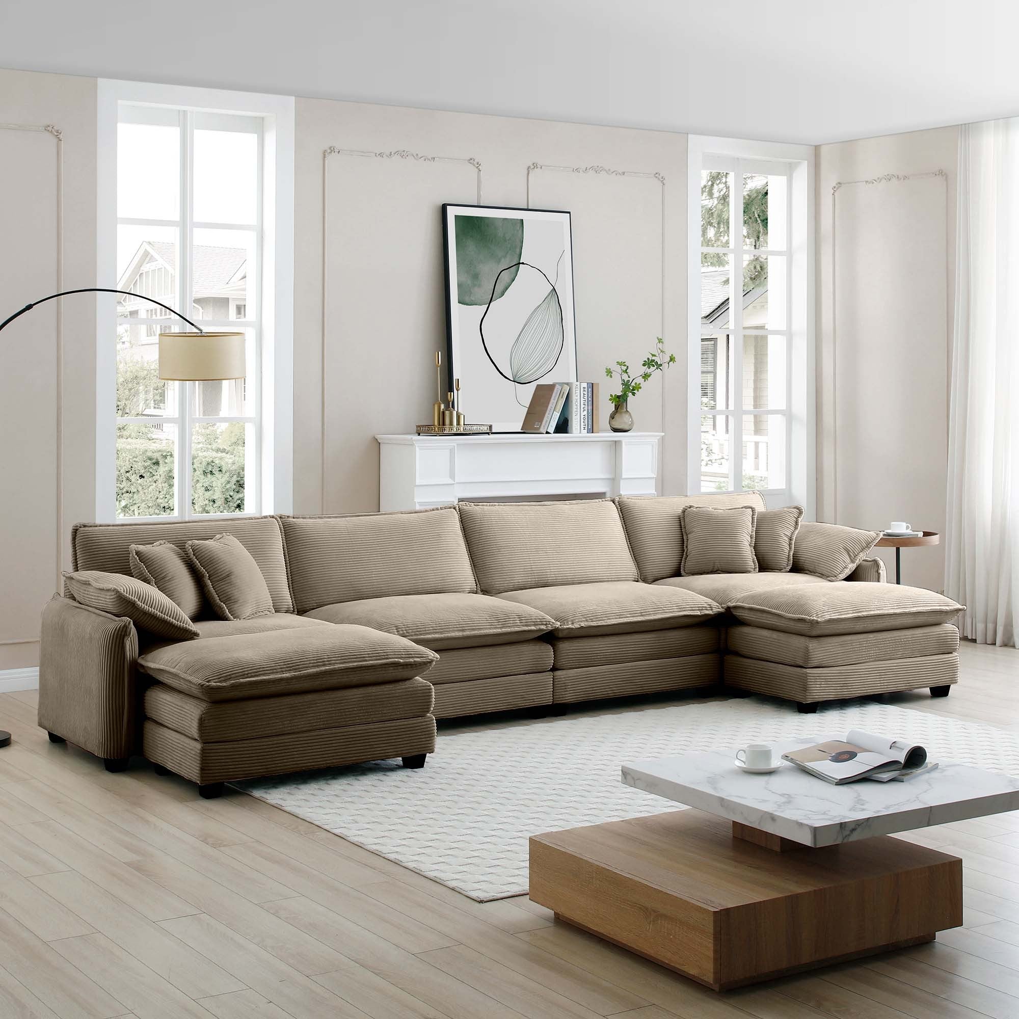 Walker Edison | Retro Chic: Corduroy Couch Cloud Modular Sofa Design - Image 2