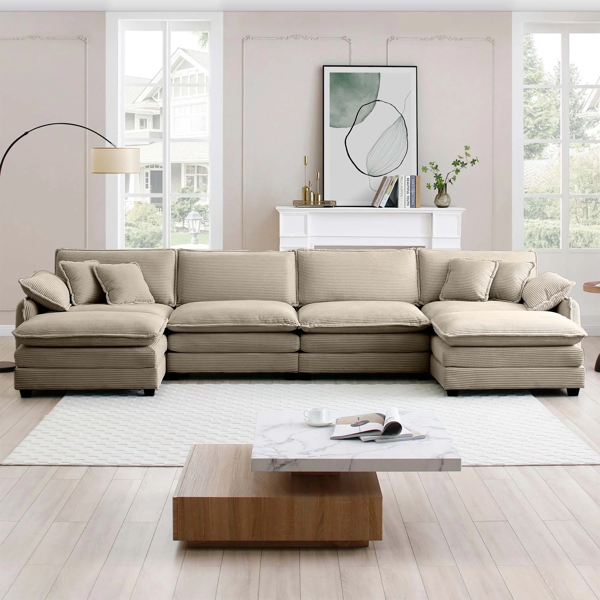 Walker Edison | Retro Chic: Corduroy Couch Cloud Modular Sofa Design - Image 3