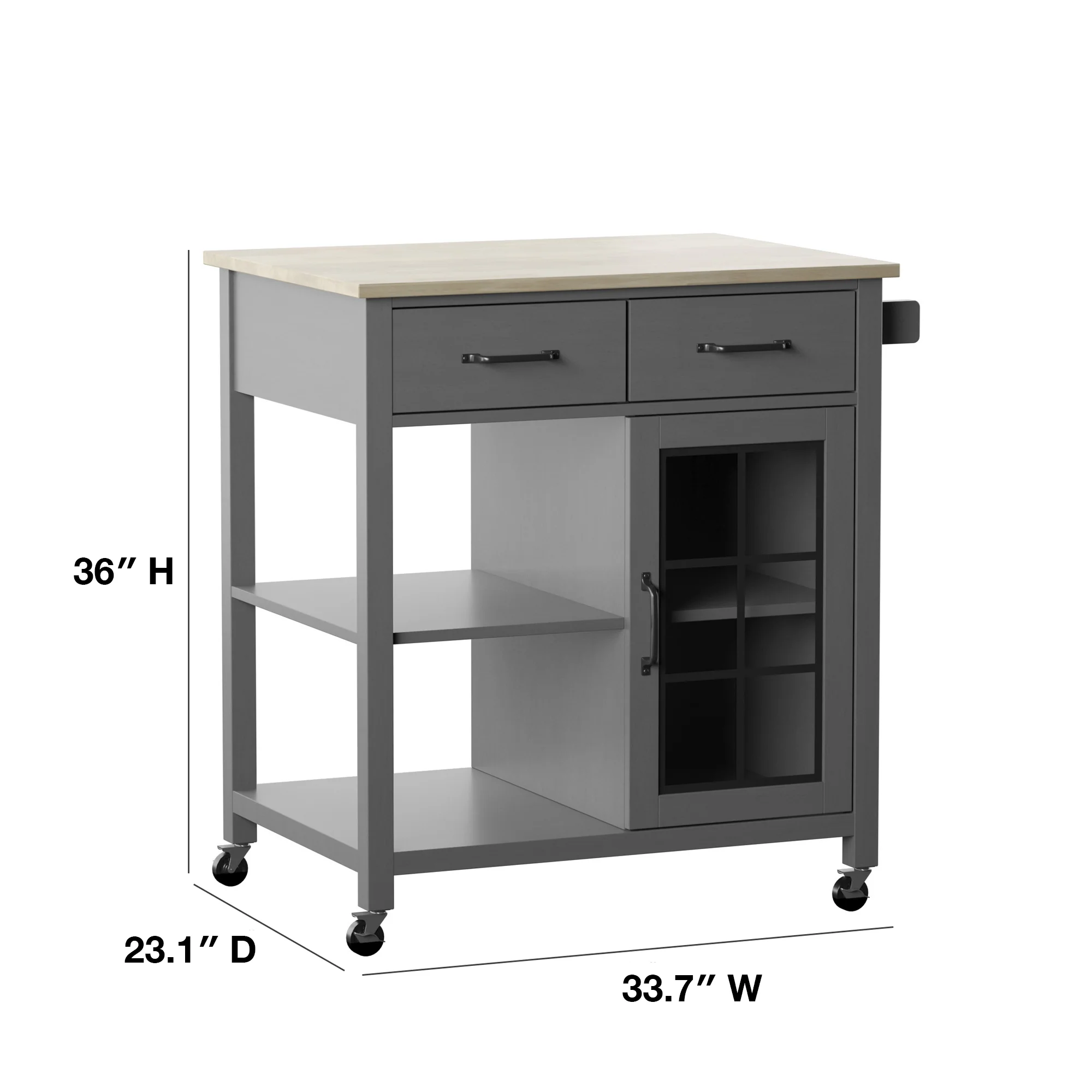 Compact Rolling Kitchen Island Cart with Storage - Image 22