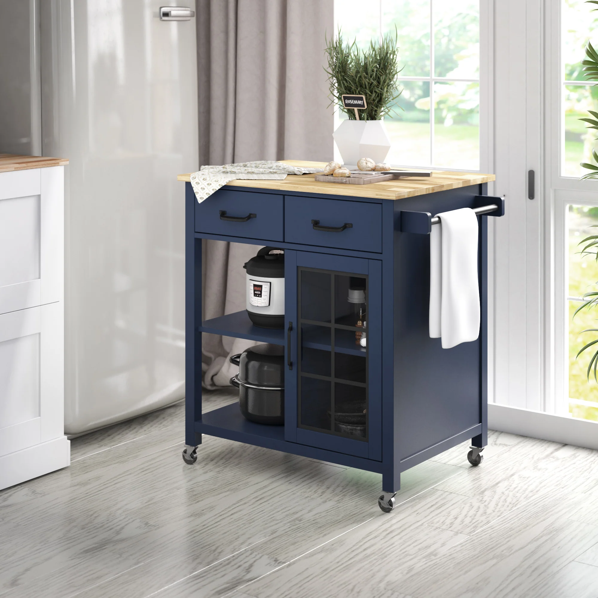 Compact Rolling Kitchen Island Cart with Storage - Image 5
