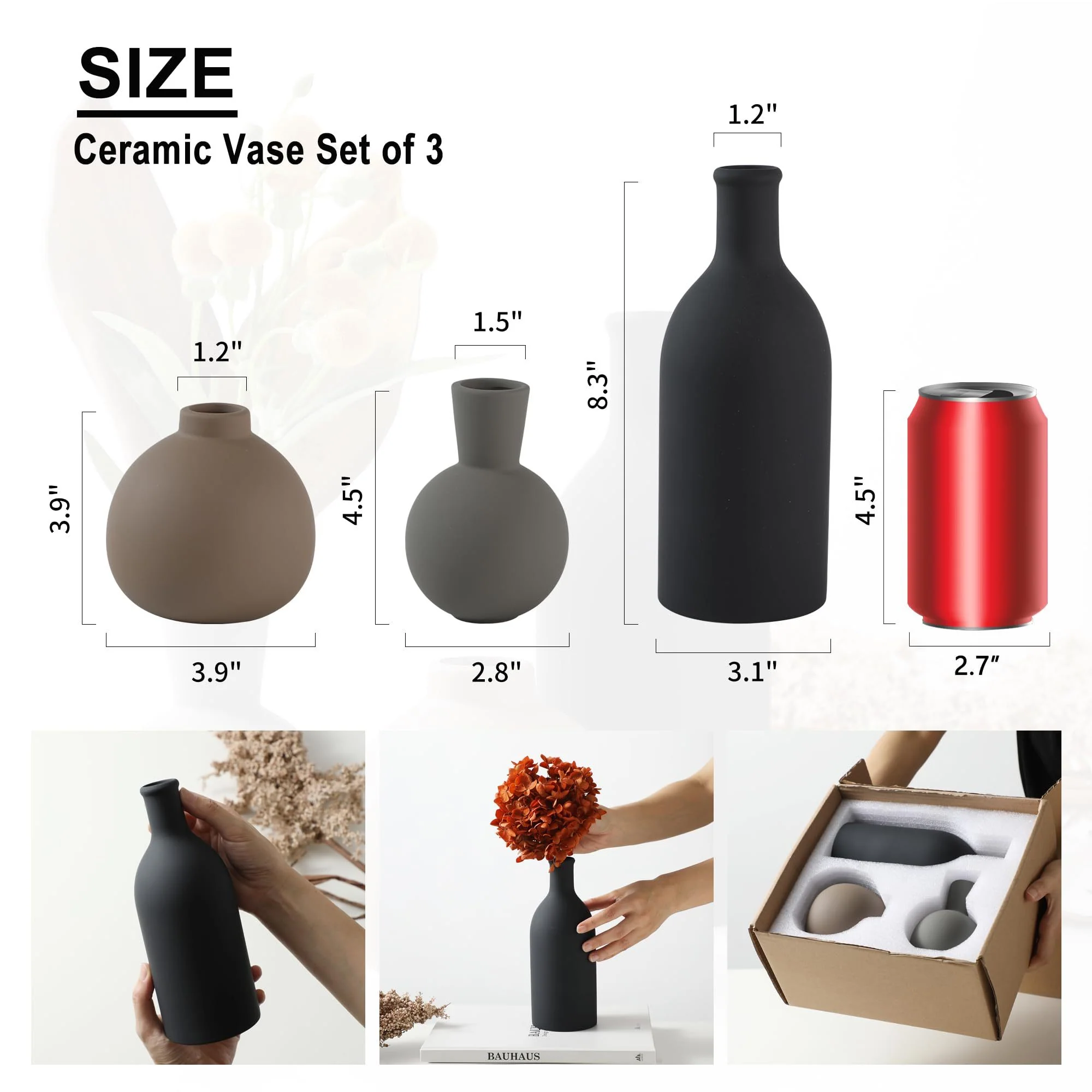 Ceramic minimalist Bud Vase Set of 3 - Image 7