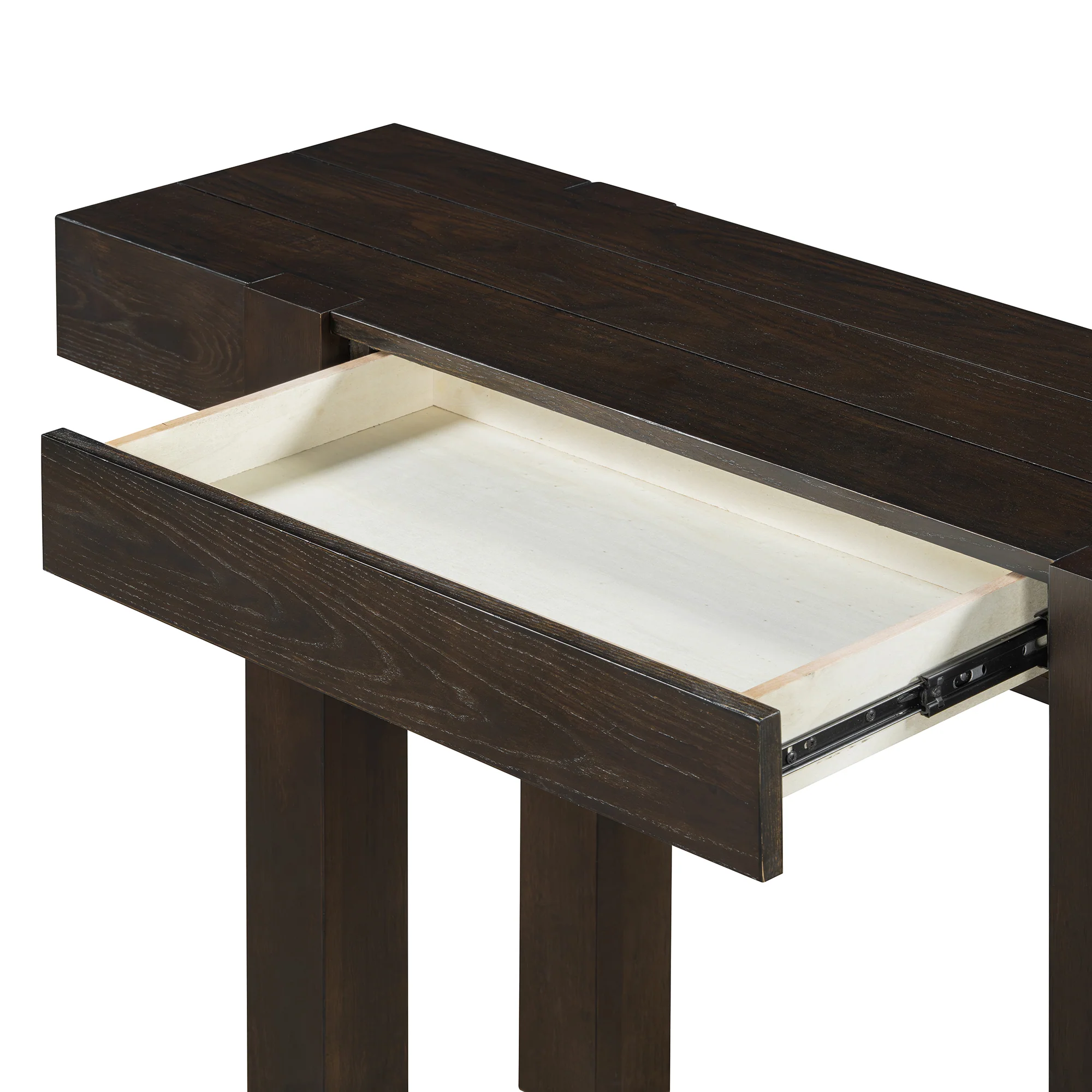 Rustic Minimalist Console Entryway Table with Hidden Drawer and Side Power Outlet - Image 22