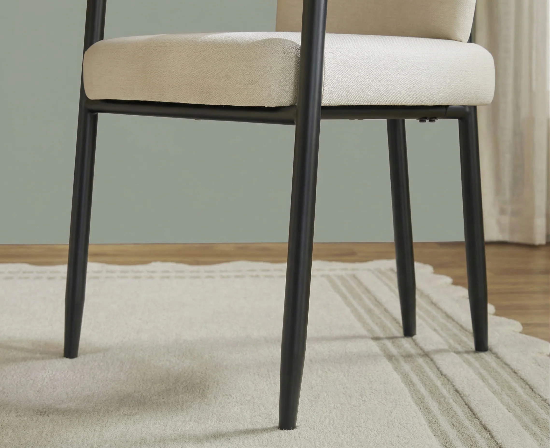 Samantha Modern Curved Wood and Metal Upholstered Dining Chair, Set of 2 - Image 11