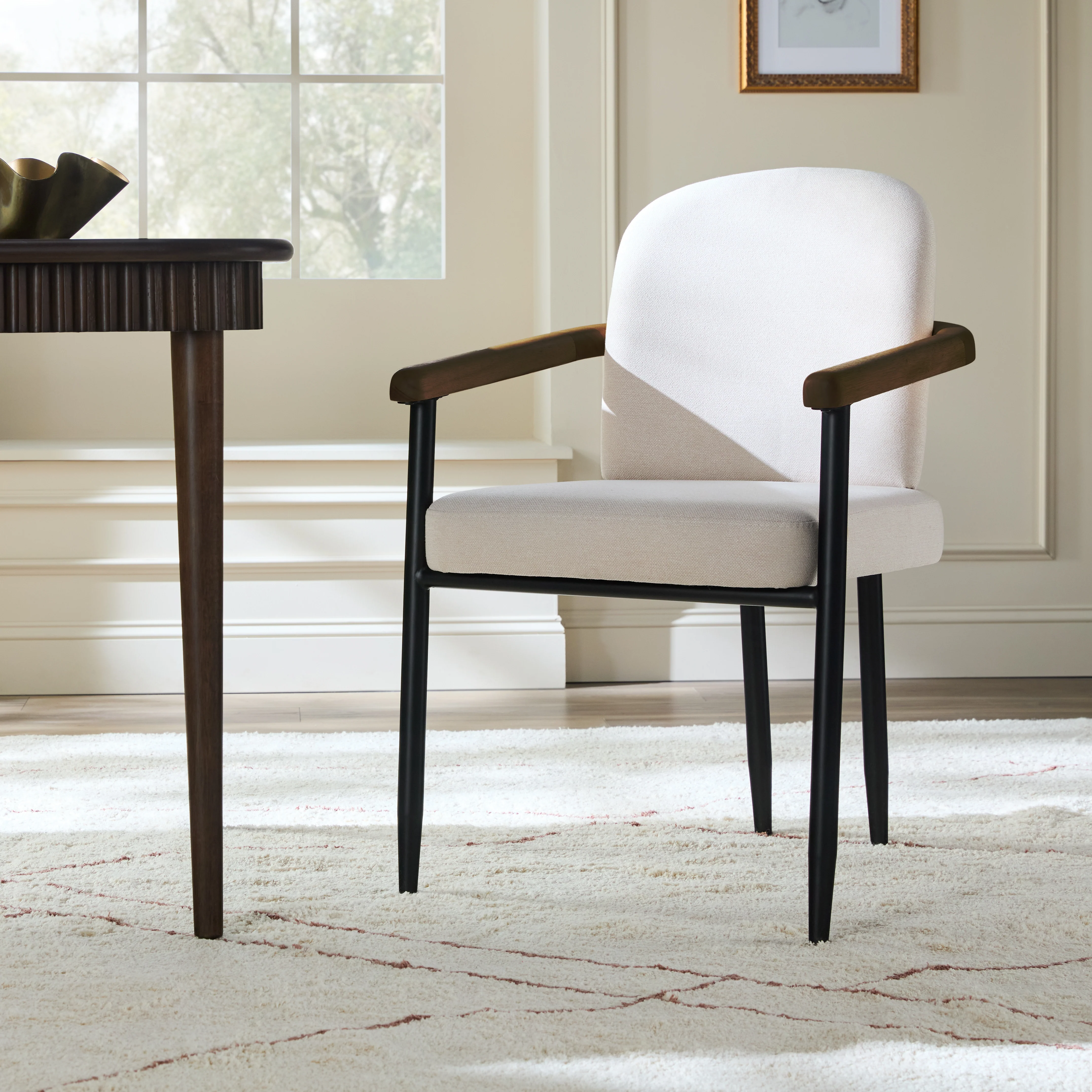 Samantha Modern Curved Wood and Metal Upholstered Dining Chair, Set of 2 - Image 21