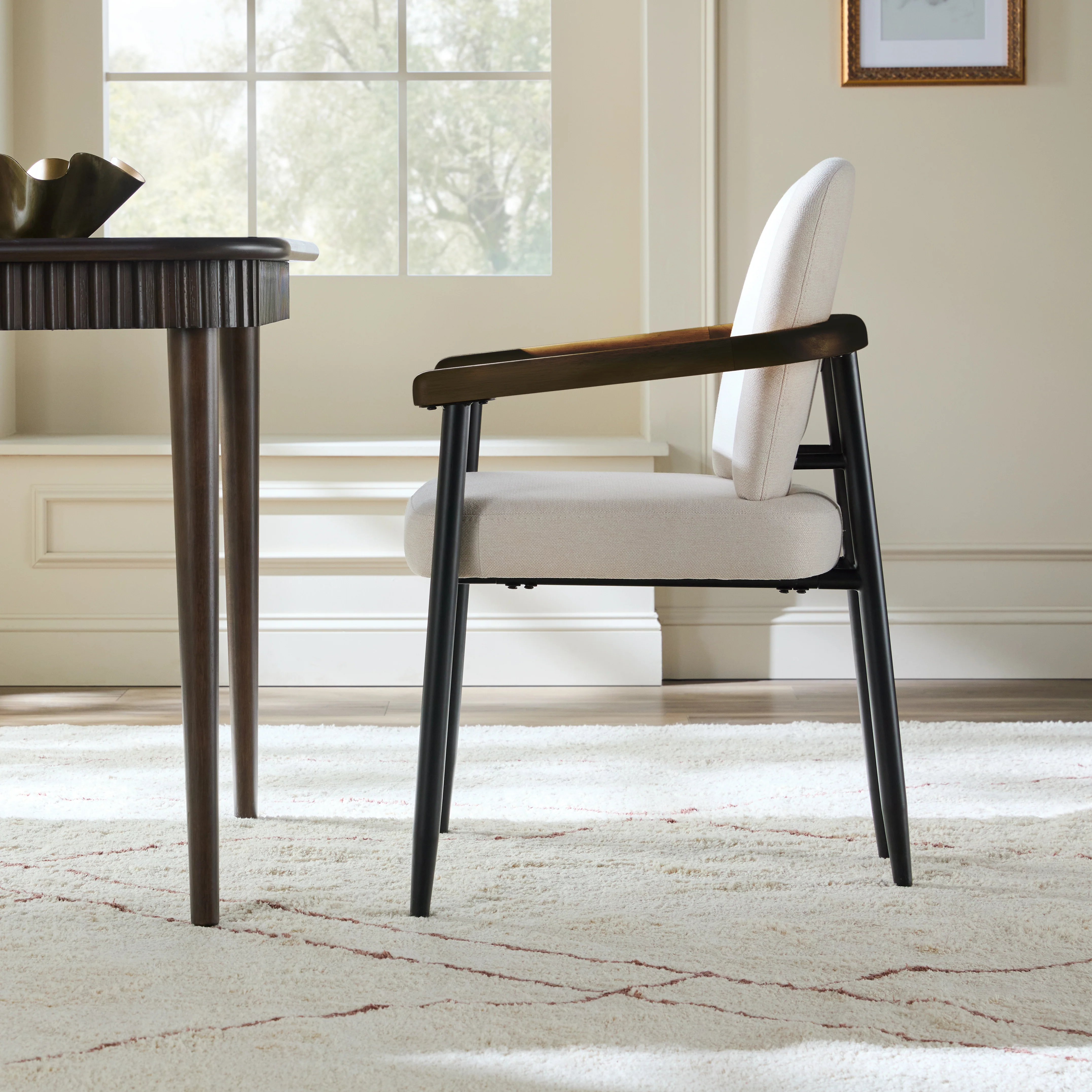 Samantha Modern Curved Wood and Metal Upholstered Dining Chair, Set of 2 - Image 22