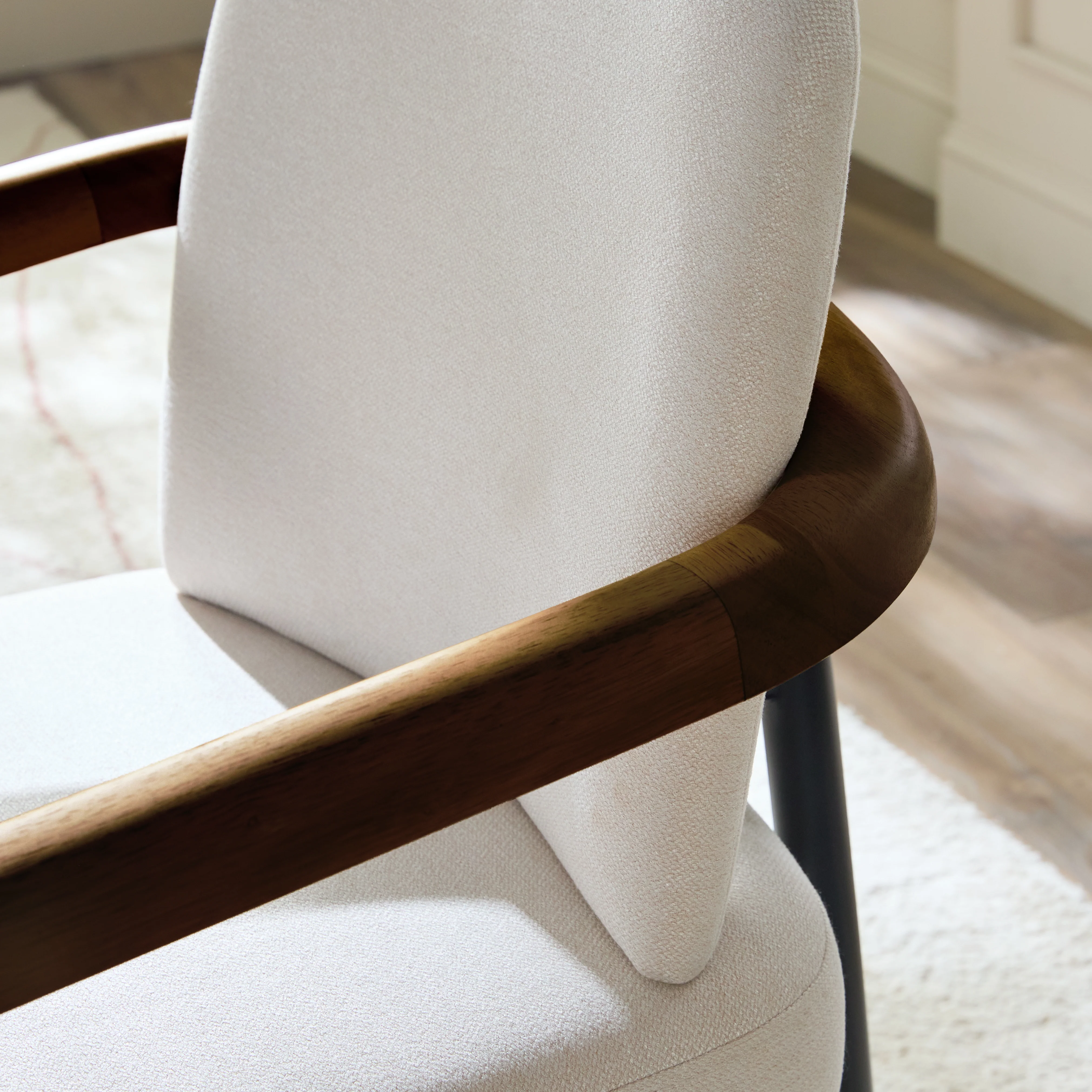 Samantha Modern Curved Wood and Metal Upholstered Dining Chair, Set of 2 - Image 26