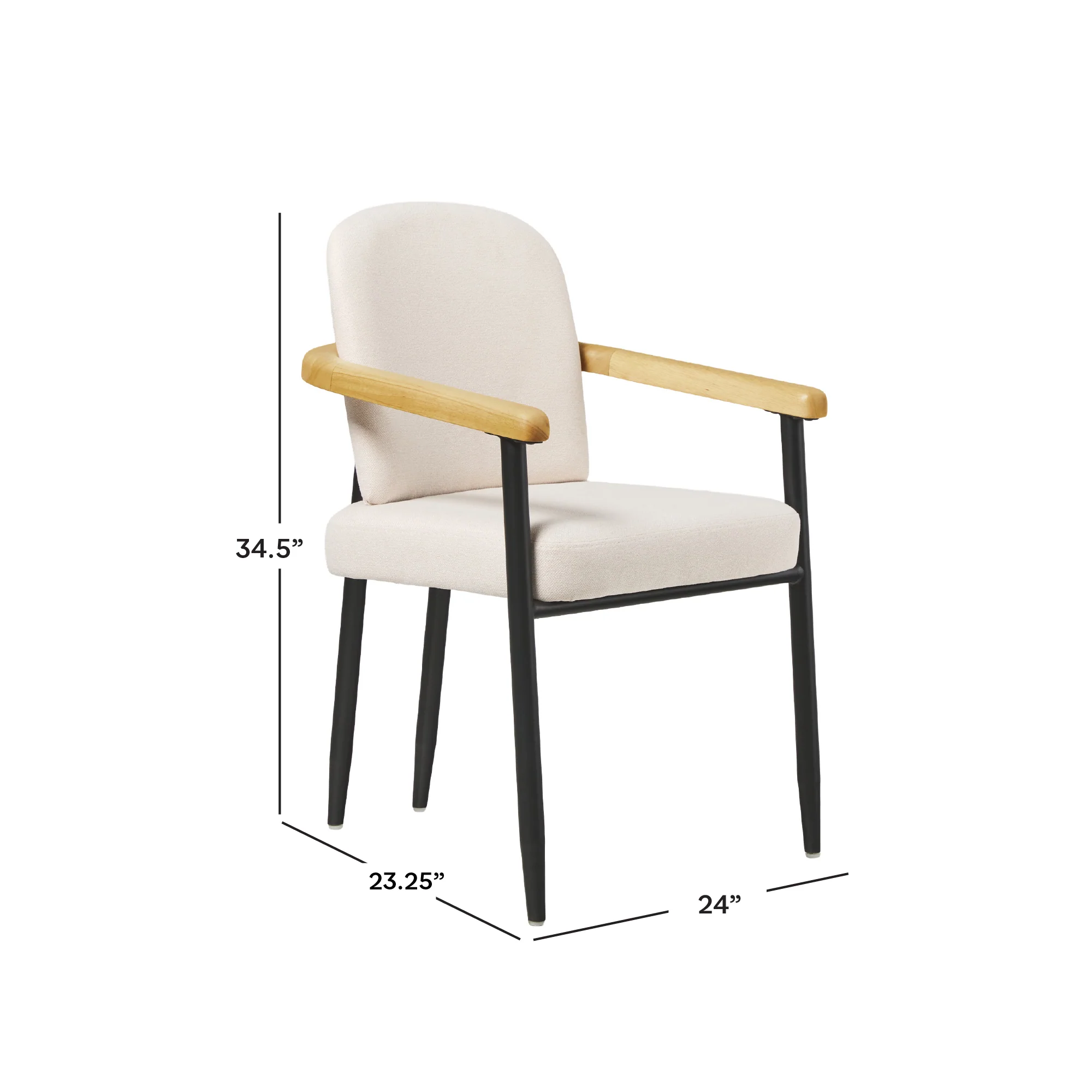 Samantha Modern Curved Wood and Metal Upholstered Dining Chair, Set of 2 - Image 5