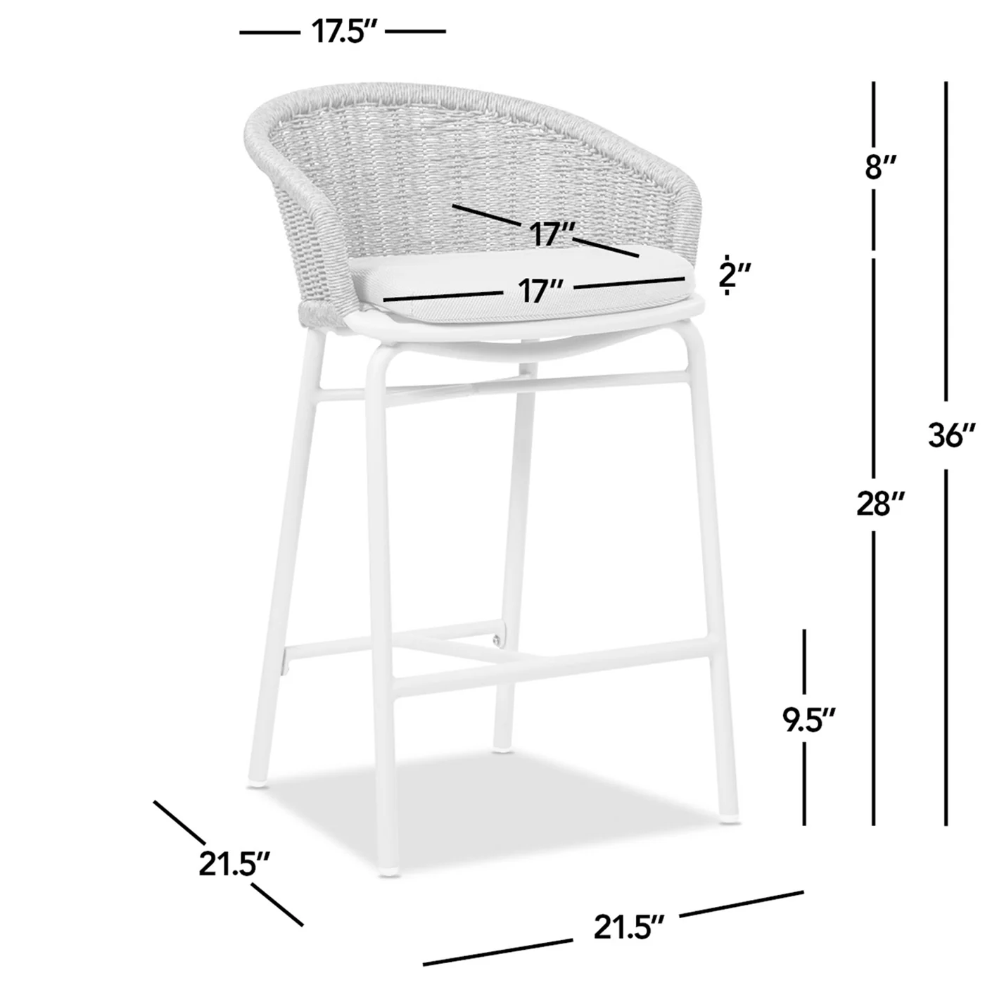 Santorini 28' Wicker Back Outdoor Bar Stool, Set of 2 - Image 3