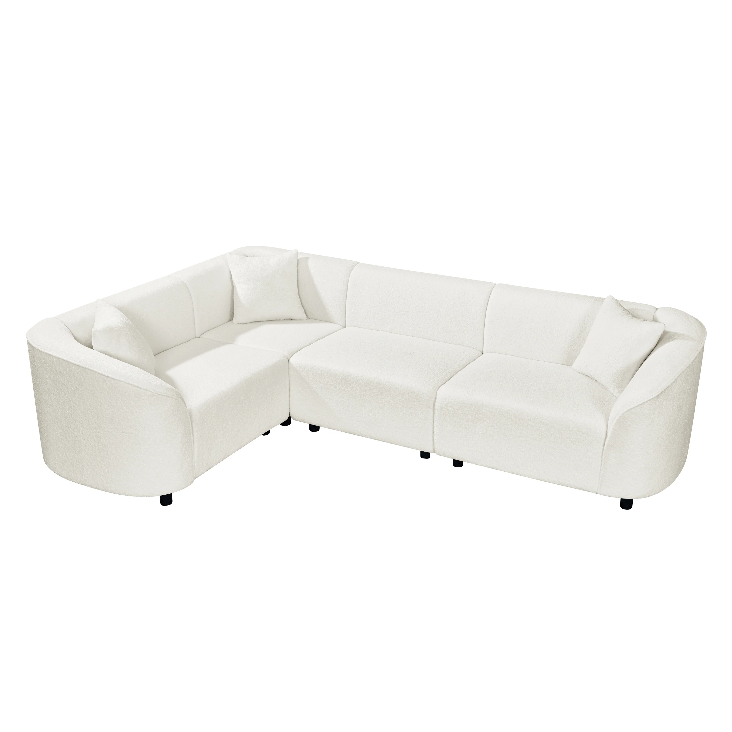 Sculptural Curved Contemporary Bouclé L-Shaped Sectional Sofa - Image 4