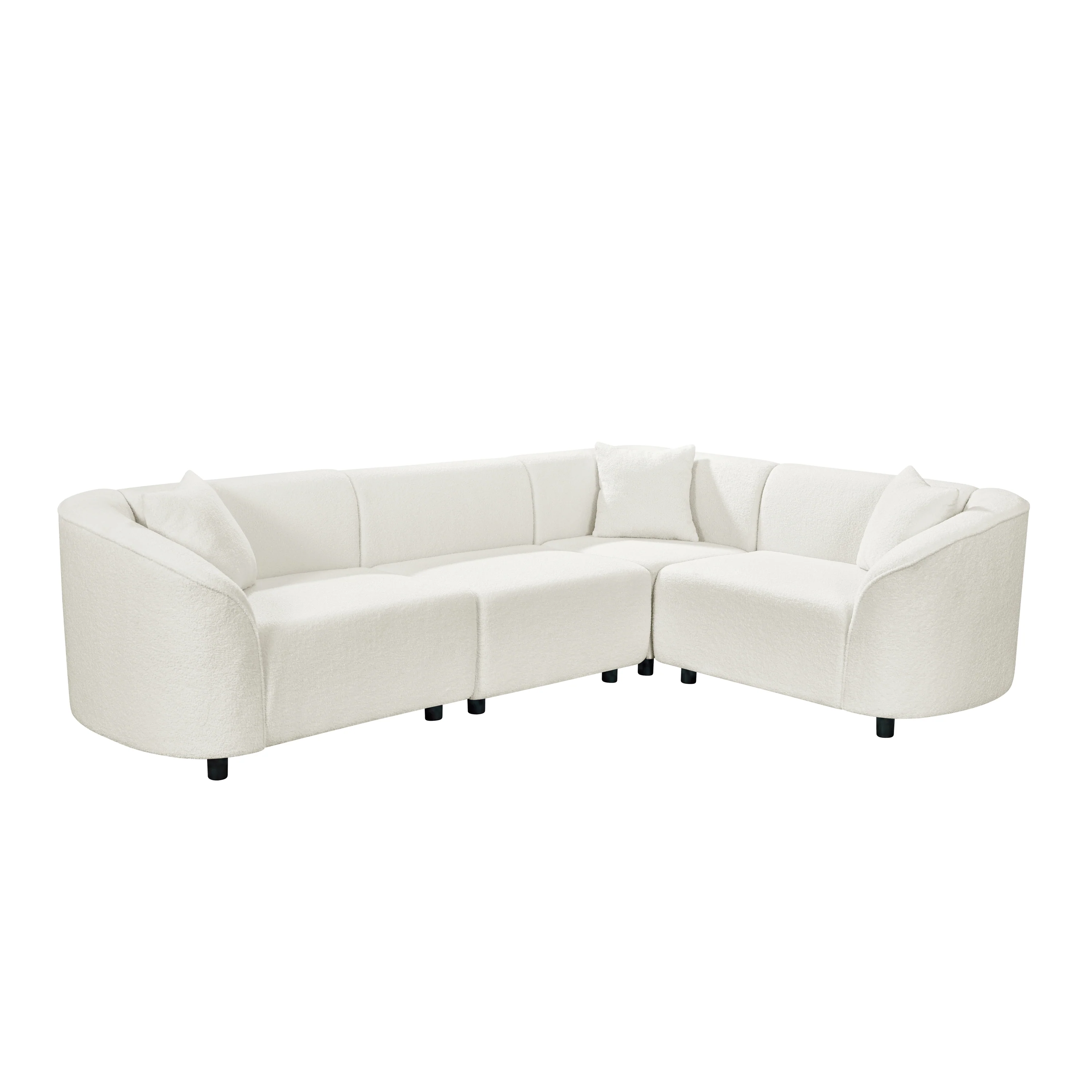 Sculptural Curved Contemporary Bouclé L-Shaped Sectional Sofa - Image 5
