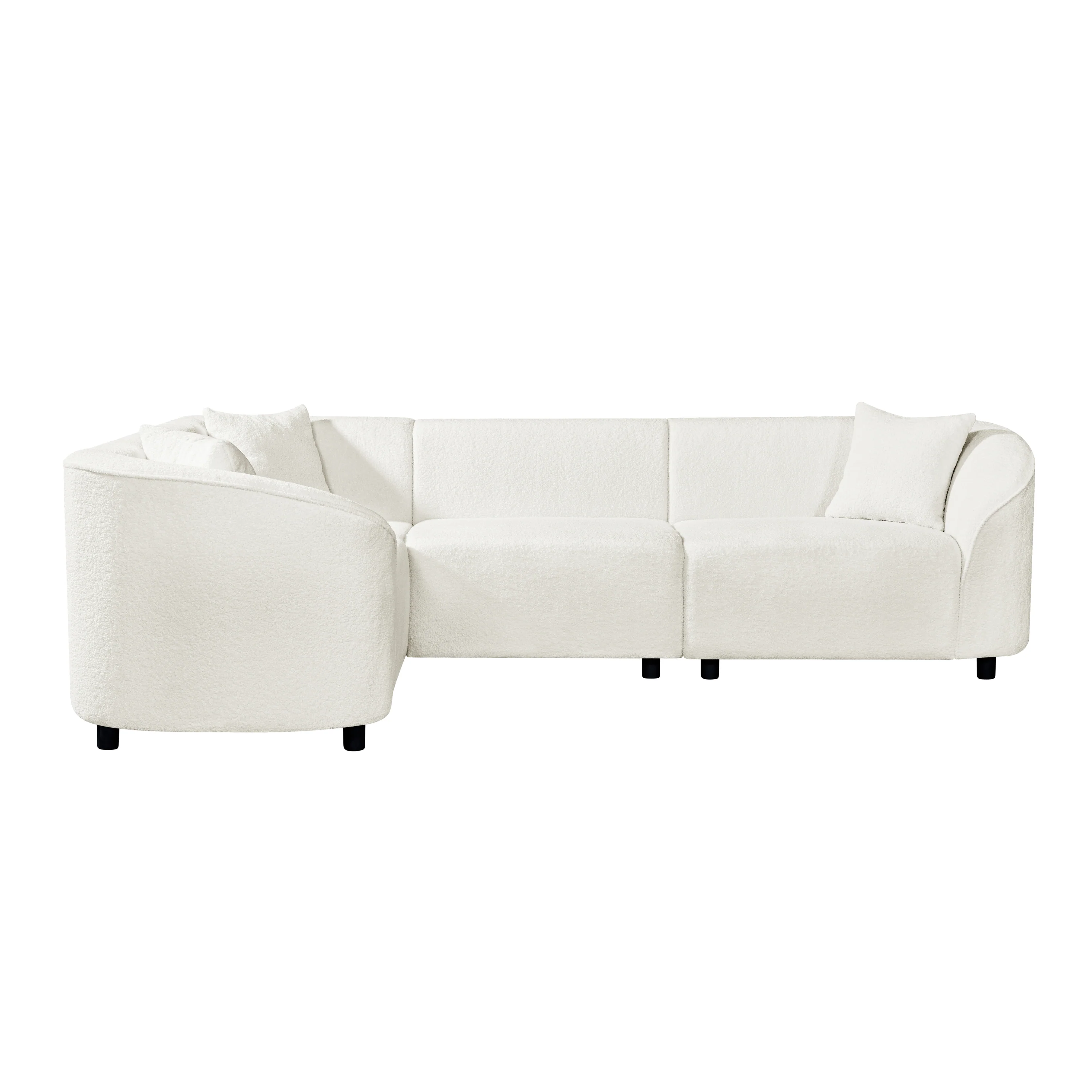 Sculptural Curved Contemporary Bouclé L-Shaped Sectional Sofa - Image 6