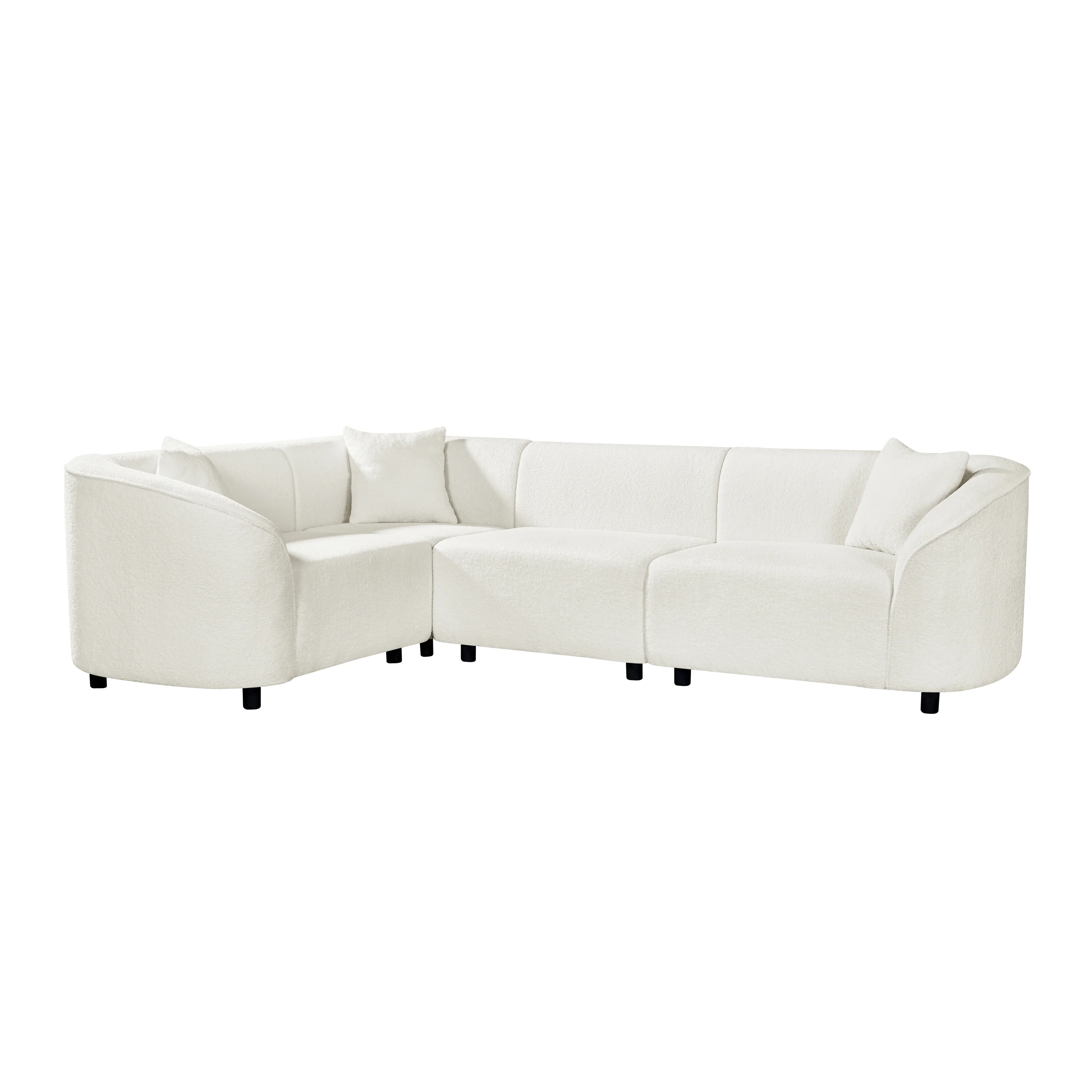 Sculptural Curved Contemporary Bouclé L-Shaped Sectional Sofa - Image 7