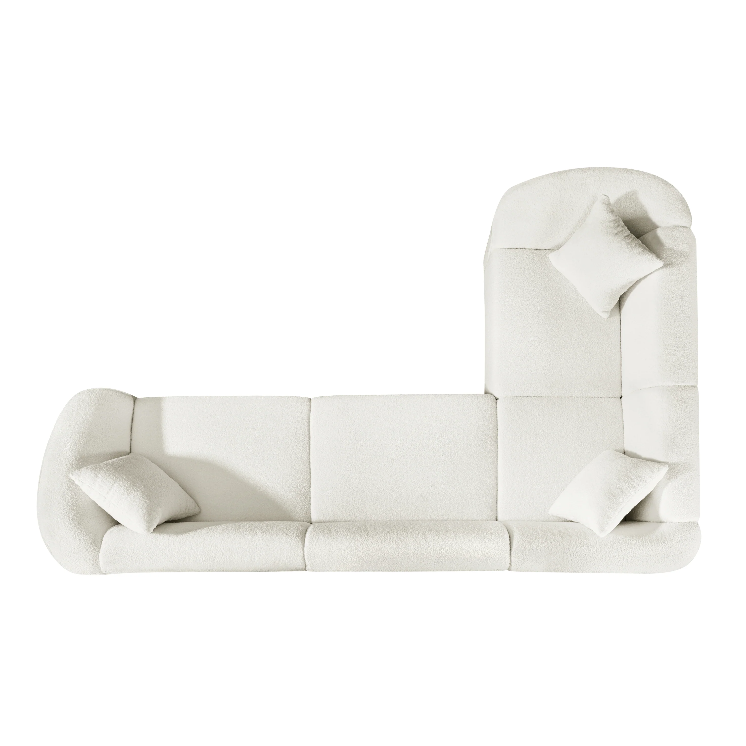 Sculptural Curved Contemporary Bouclé L-Shaped Sectional Sofa - Image 8