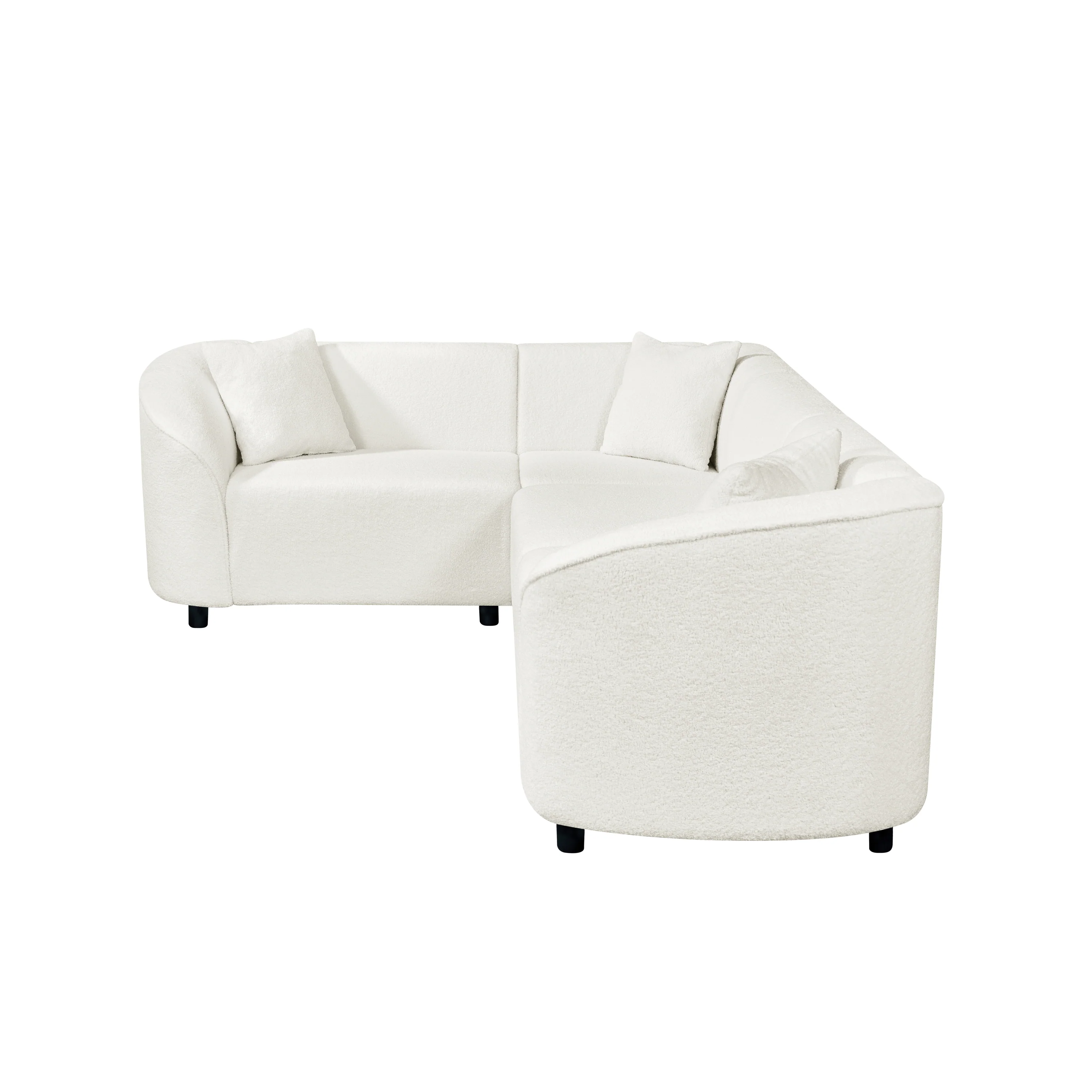 Sculptural Curved Contemporary Bouclé L-Shaped Sectional Sofa - Image 9