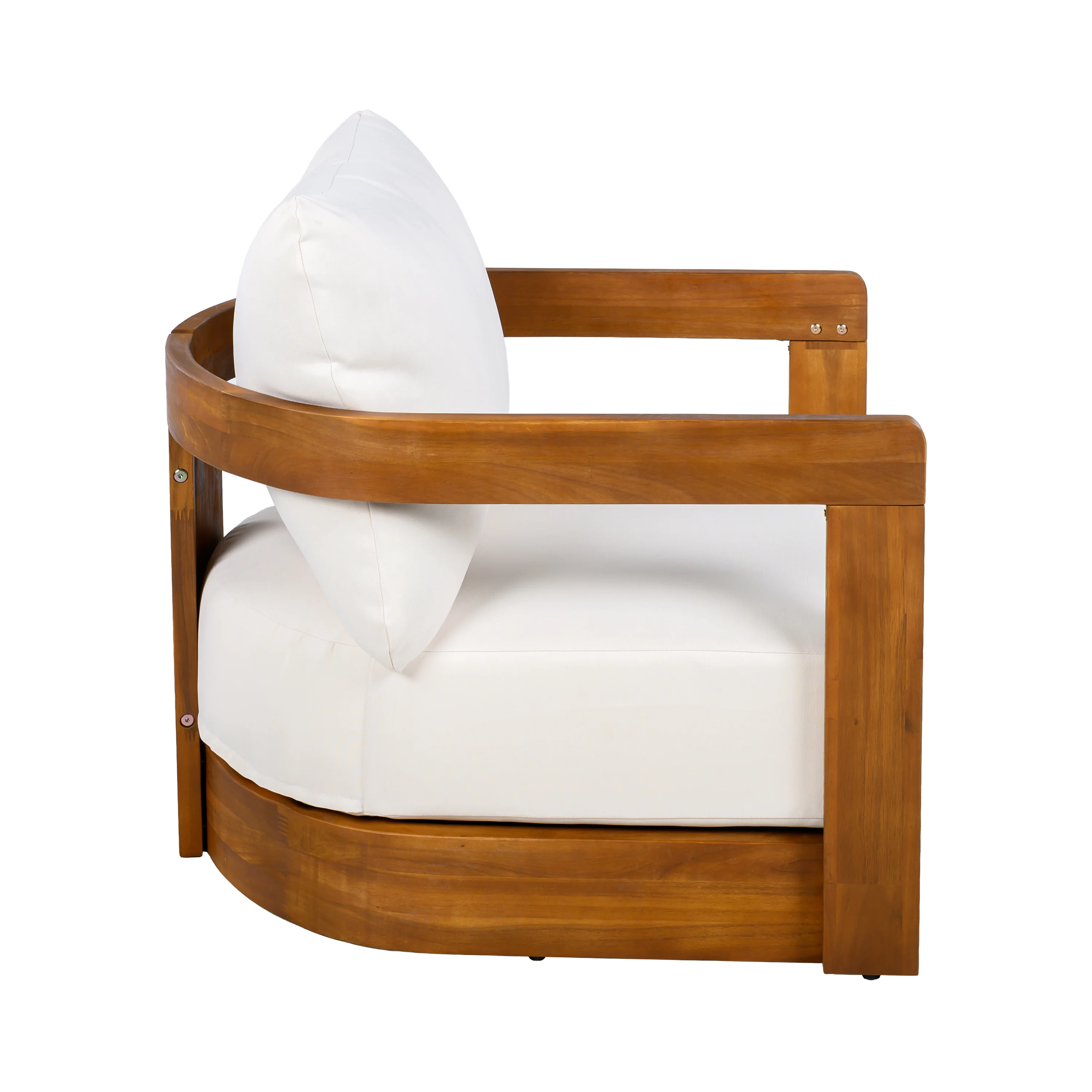 Walker Edison | Set of 2 Premium Acacia Wood Curve Design Outdoor Club Chairs - Image 10