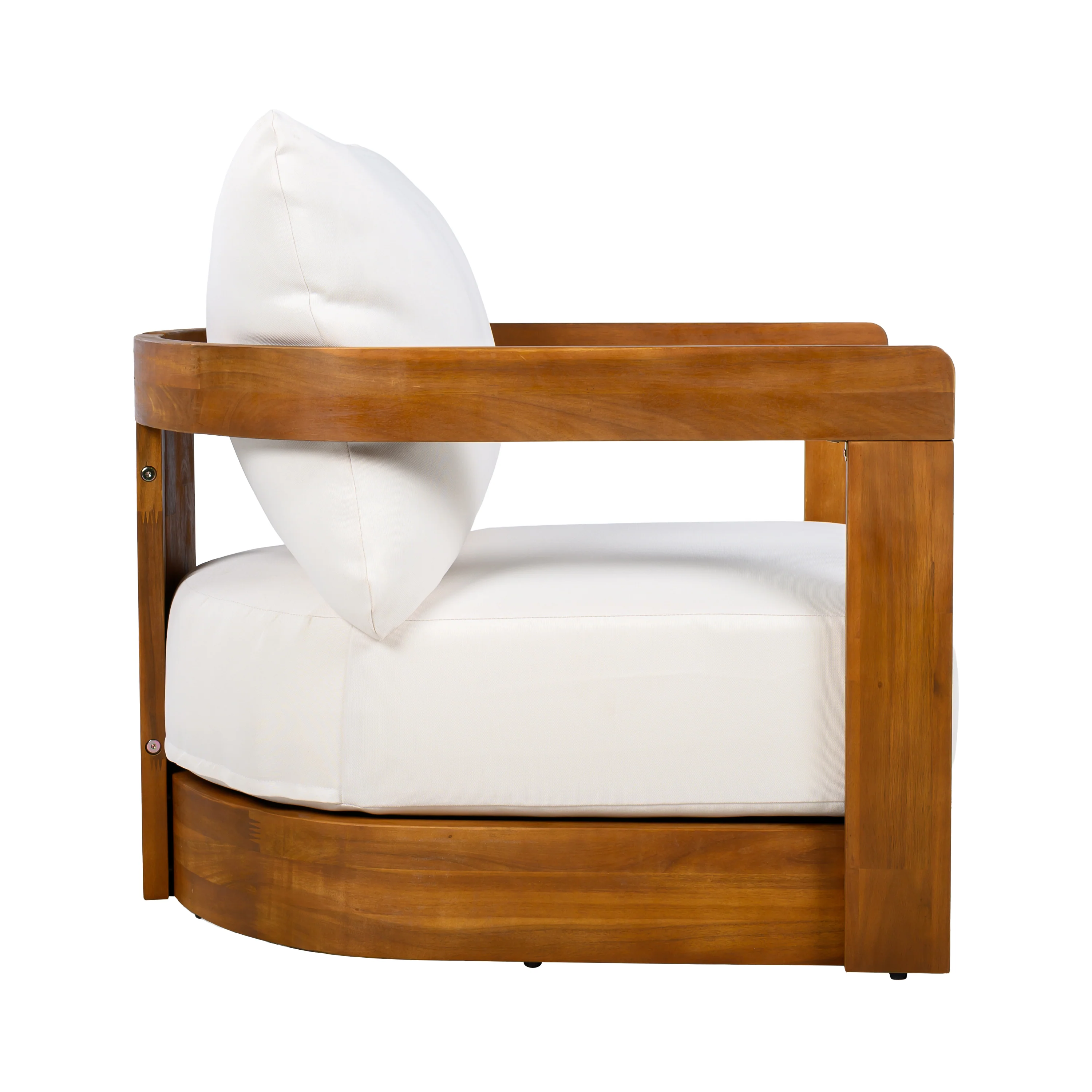 Walker Edison | Set of 2 Premium Acacia Wood Curve Design Outdoor Club Chairs - Image 11