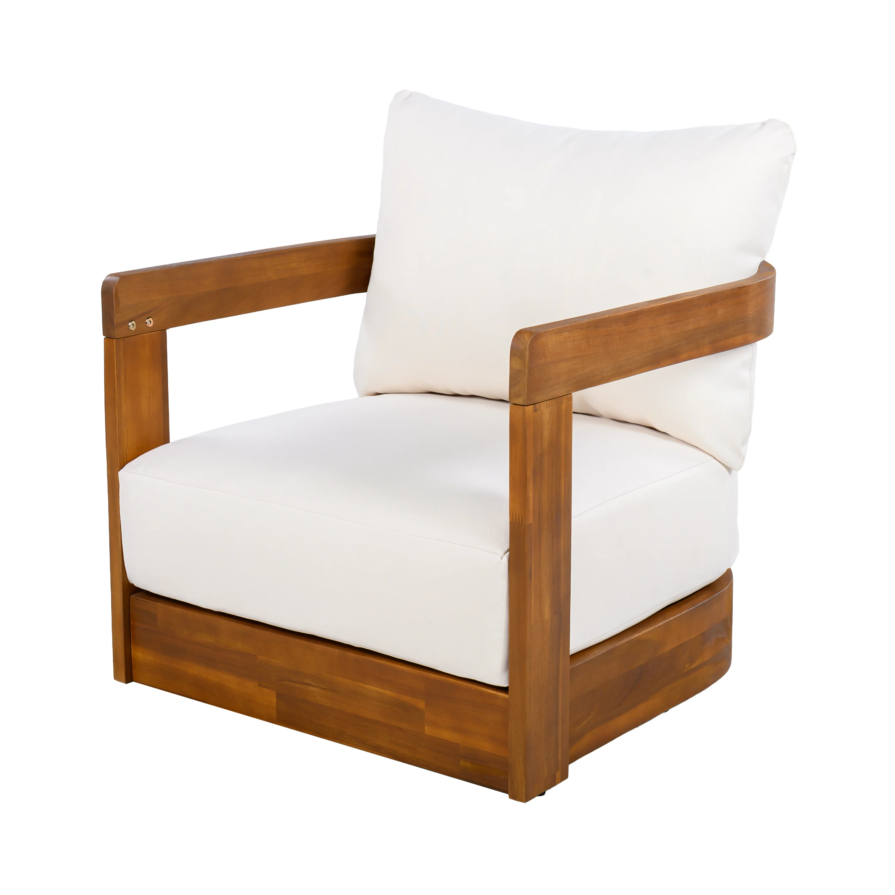 Walker Edison | Set of 2 Premium Acacia Wood Curve Design Outdoor Club Chairs - Image 13