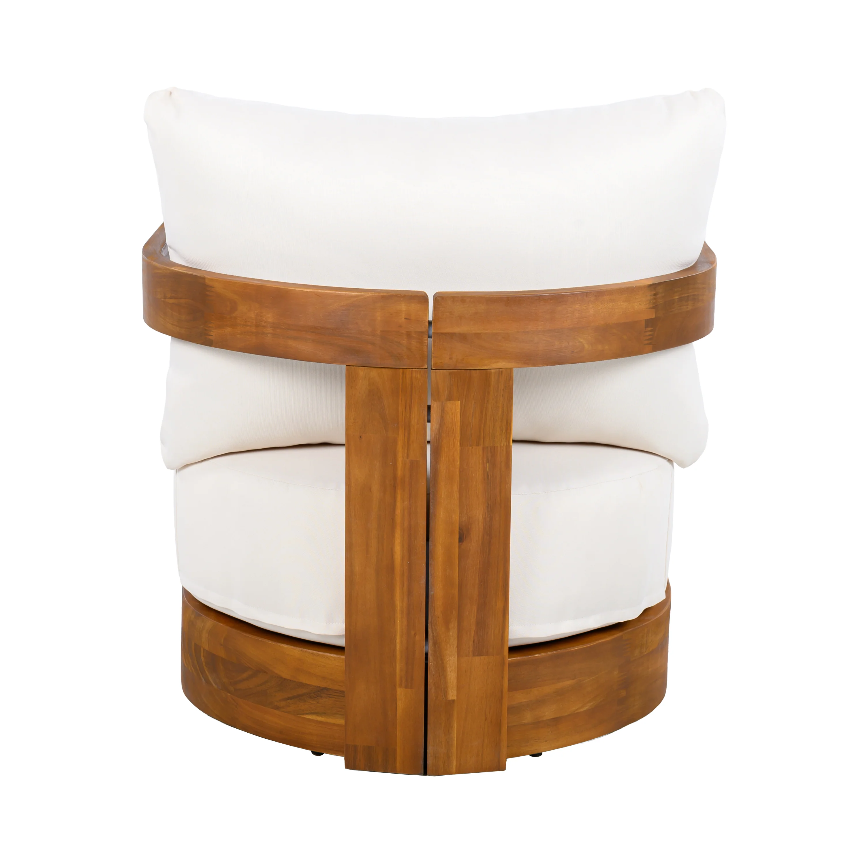 Walker Edison | Set of 2 Premium Acacia Wood Curve Design Outdoor Club Chairs - Image 2