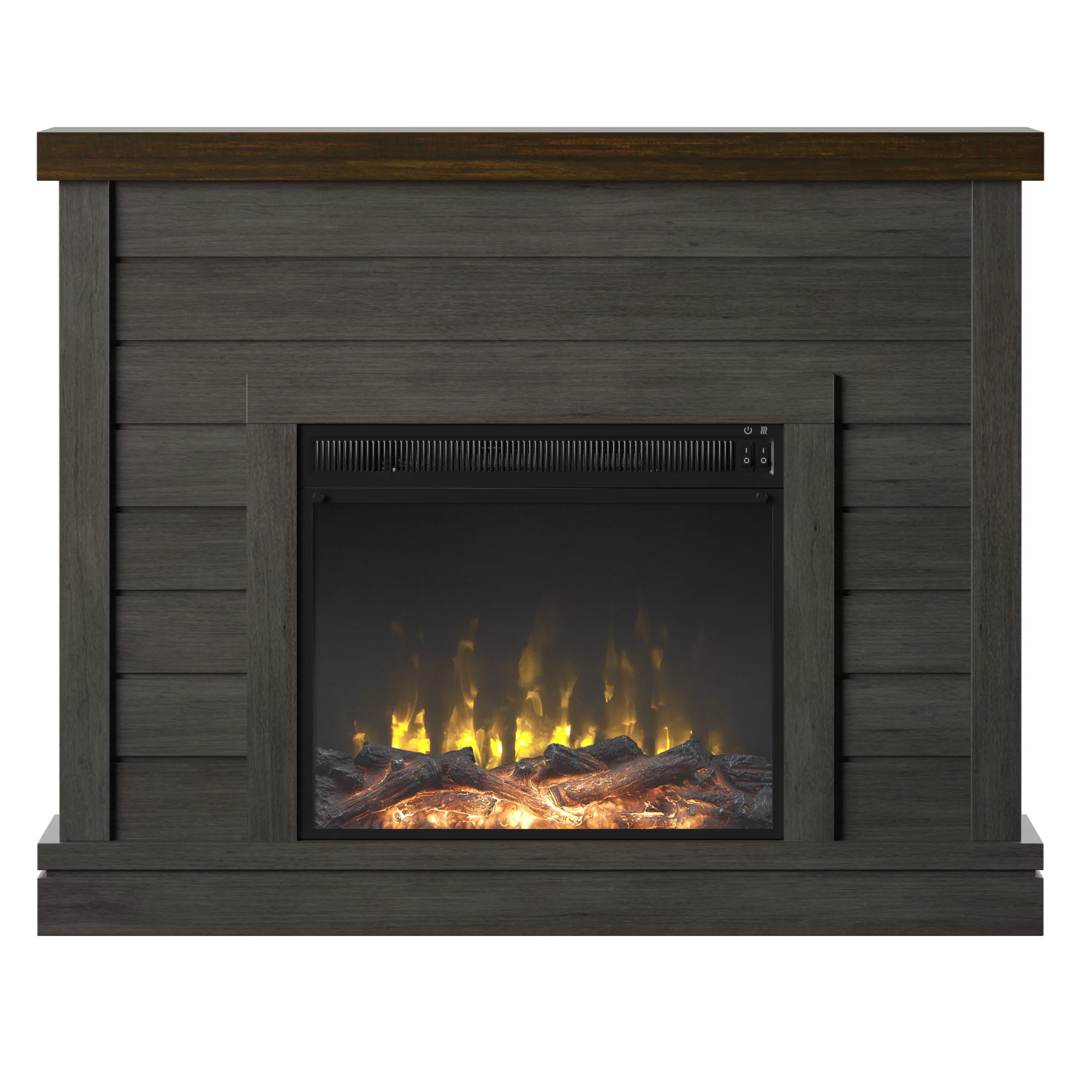 Shiplap Wall Mantel Electric Fireplace - Image 12