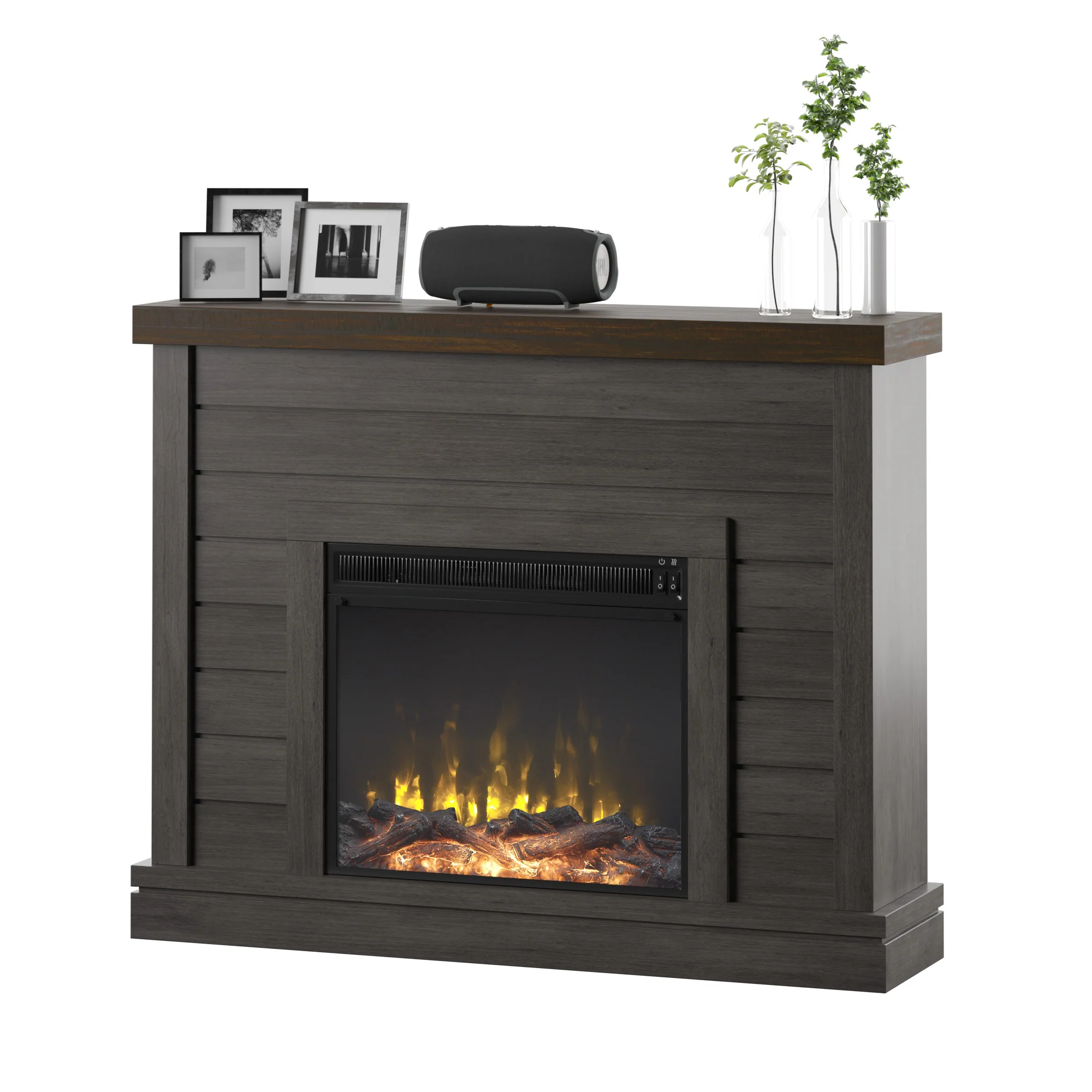 Shiplap Wall Mantel Electric Fireplace - Image 20