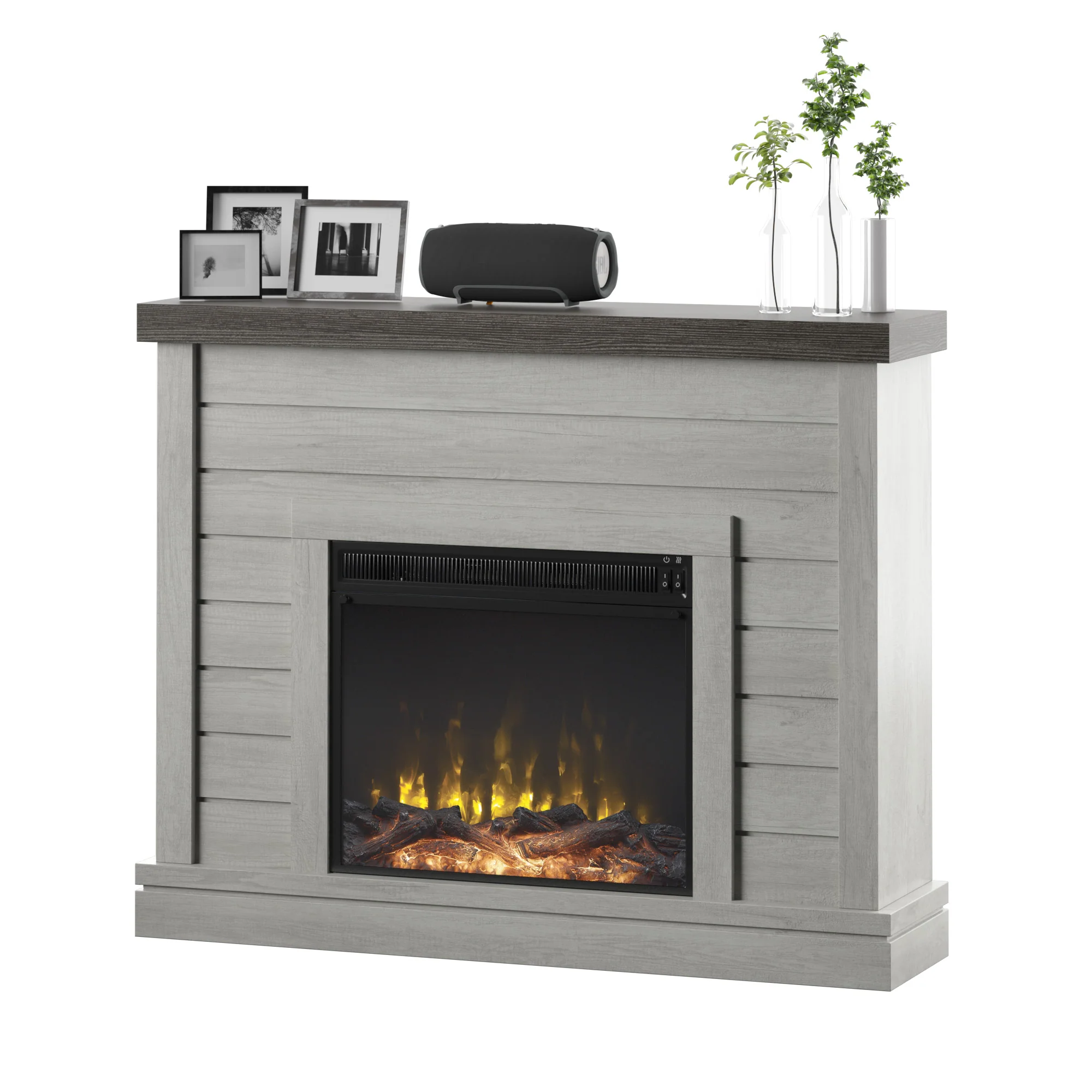 Shiplap Wall Mantel Electric Fireplace - Image 27