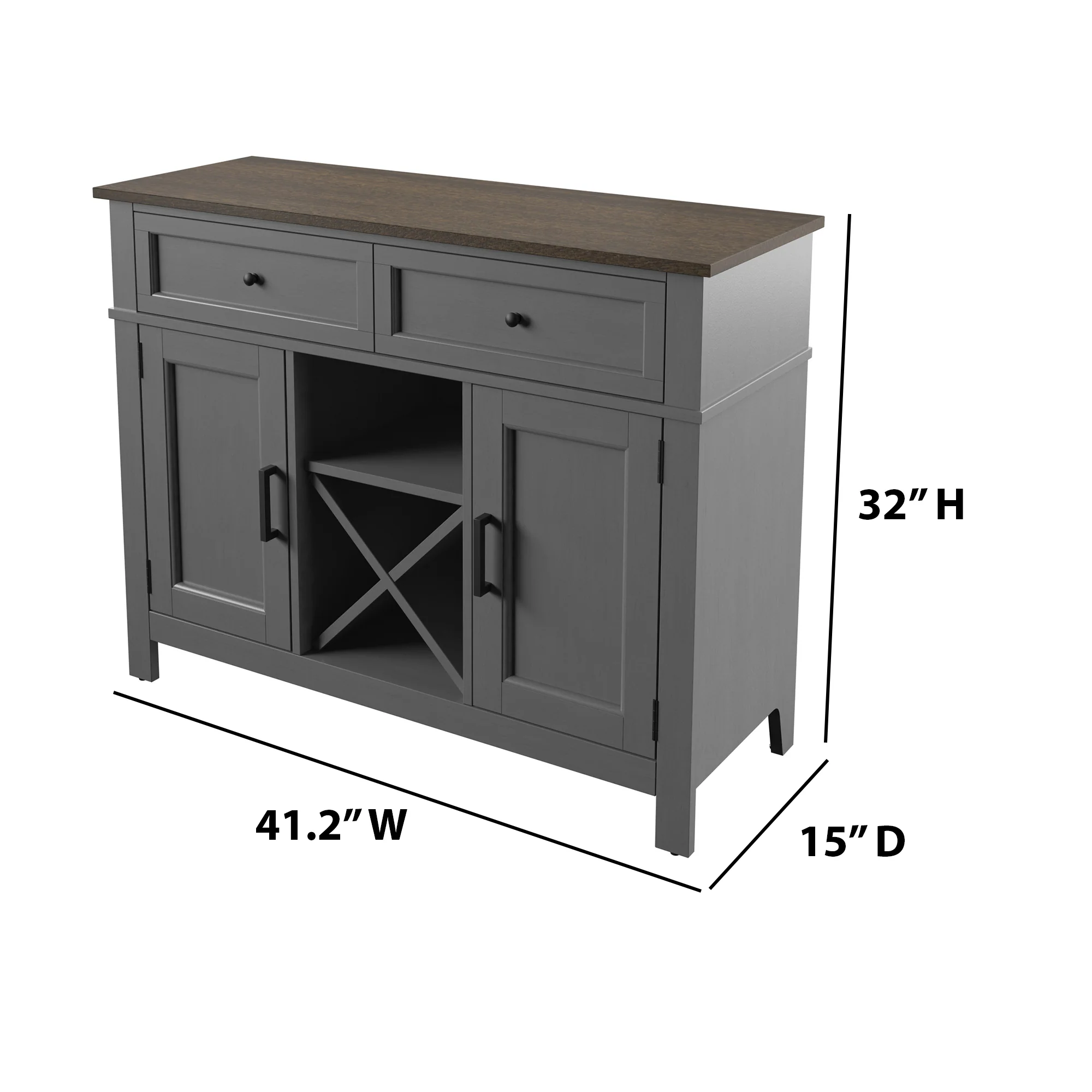 Farmhouse Buffet Sideboard with Wine Shelving and Stemware Storage - Image 10