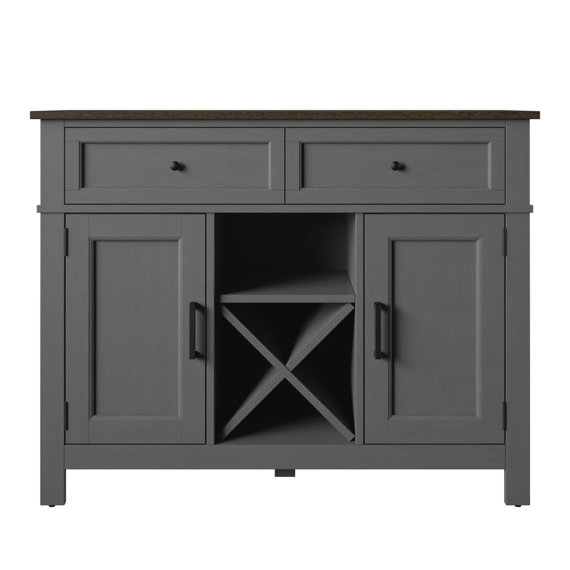 Farmhouse Buffet Sideboard with Wine Shelving and Stemware Storage - Image 12