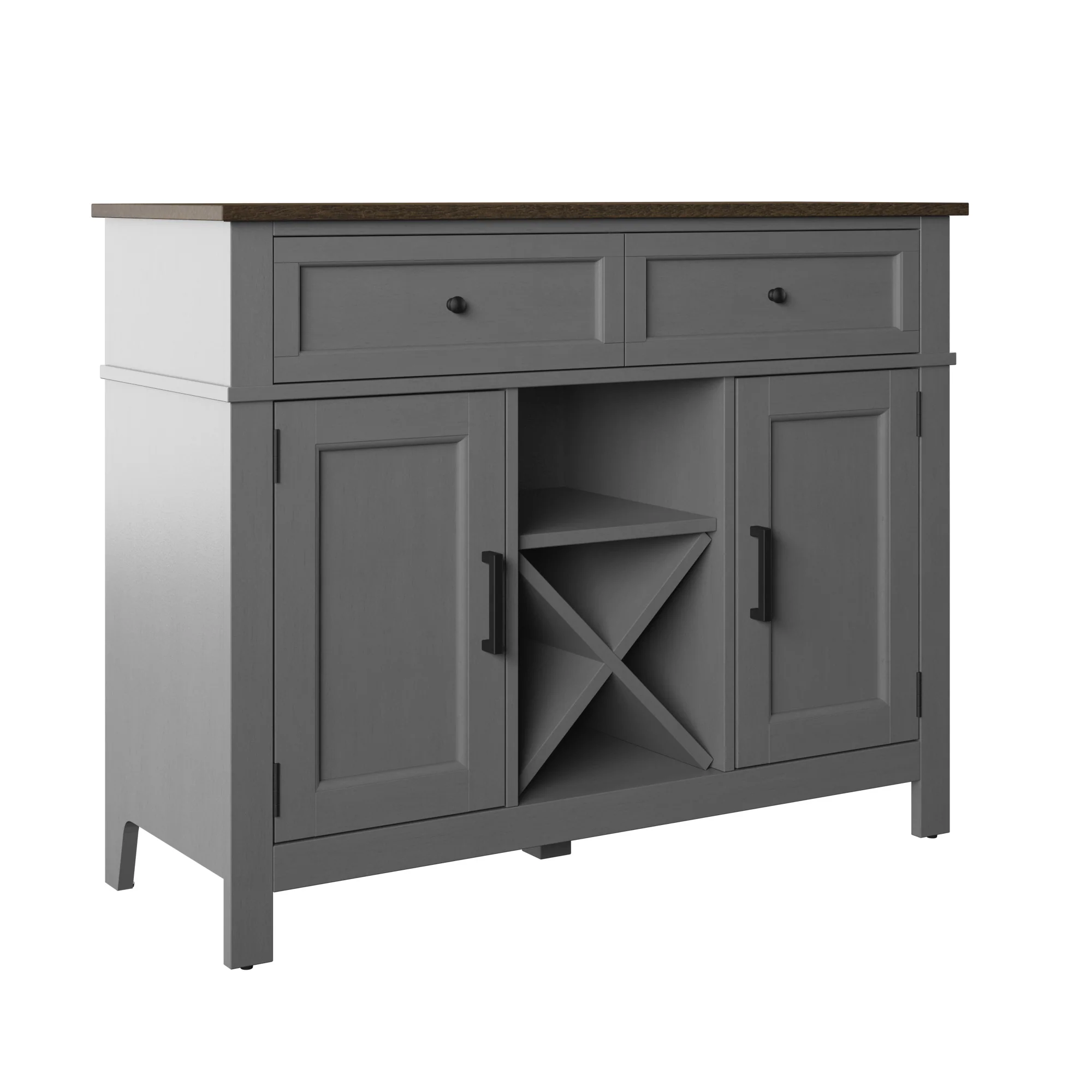 Farmhouse Buffet Sideboard with Wine Shelving and Stemware Storage - Image 13