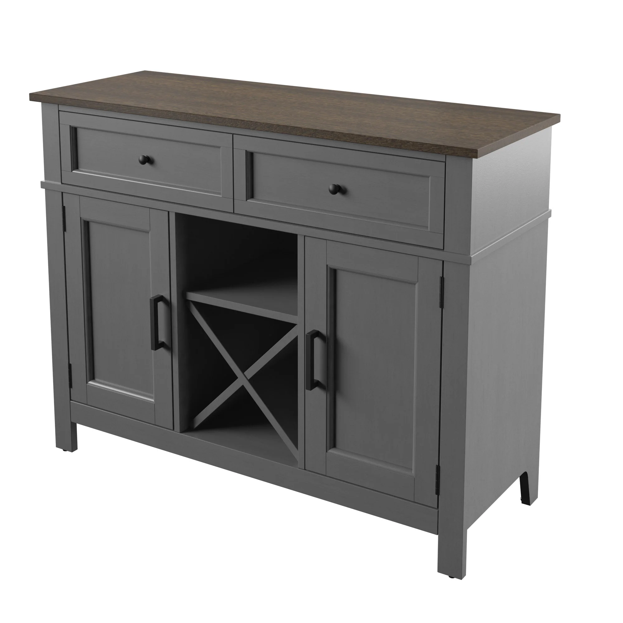 Farmhouse Buffet Sideboard with Wine Shelving and Stemware Storage - Image 15