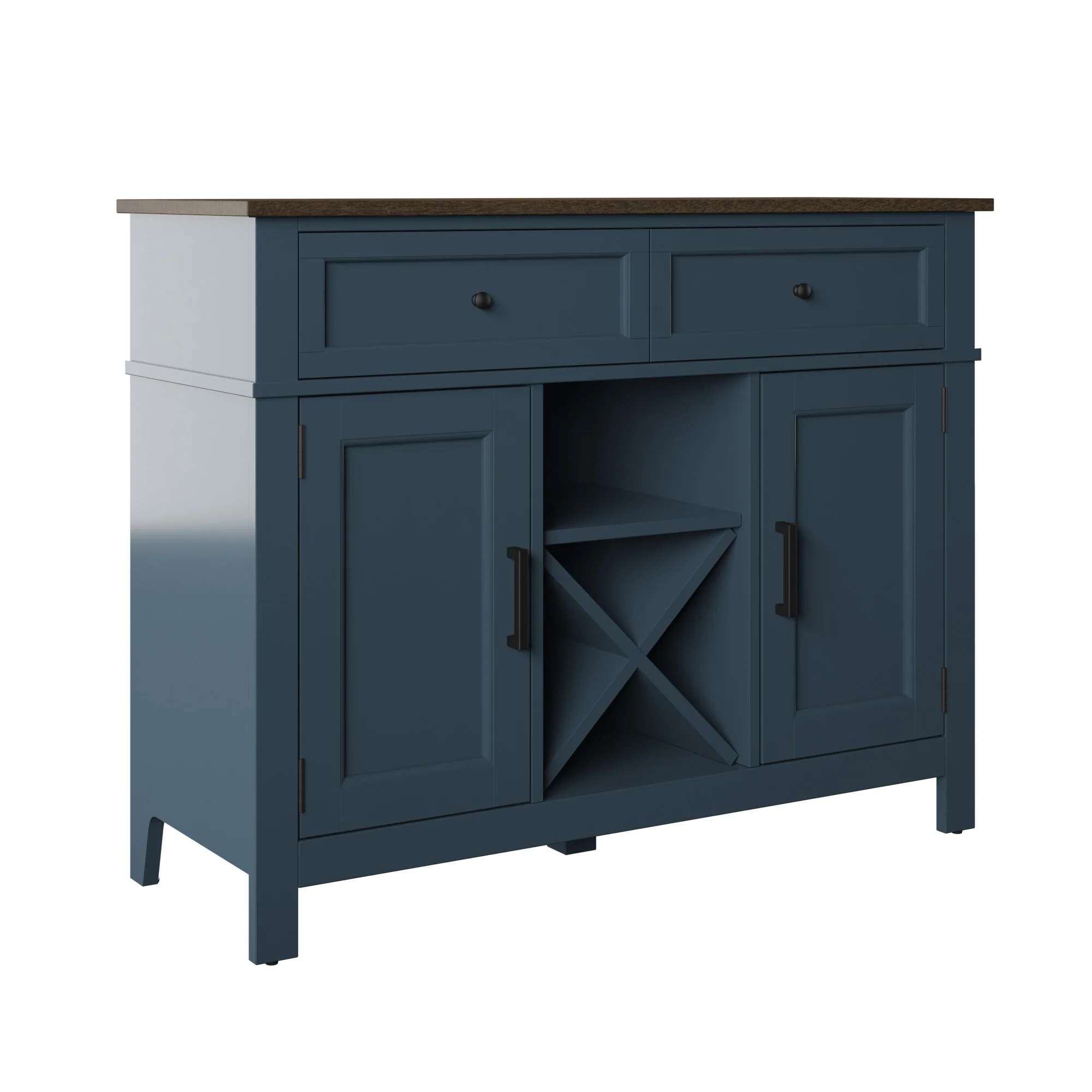 Farmhouse Buffet Sideboard with Wine Shelving and Stemware Storage - Image 17