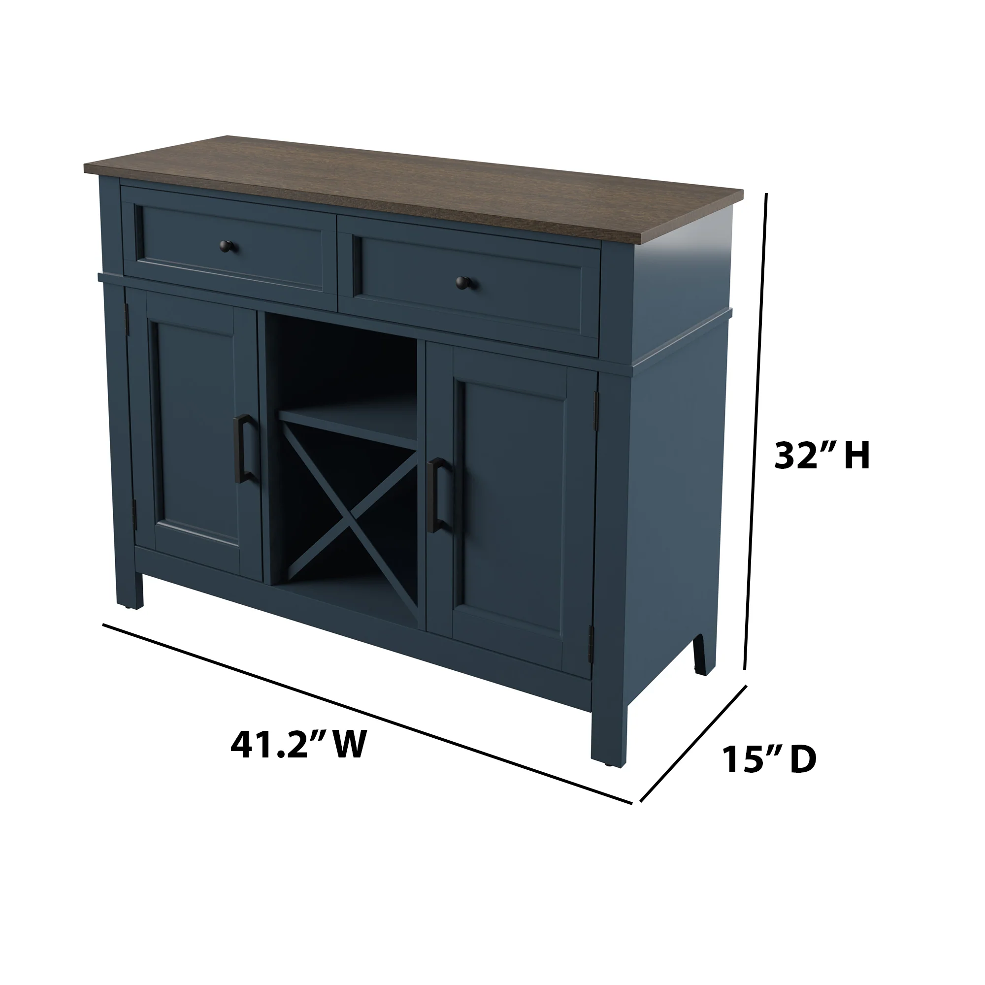 Farmhouse Buffet Sideboard with Wine Shelving and Stemware Storage - Image 19