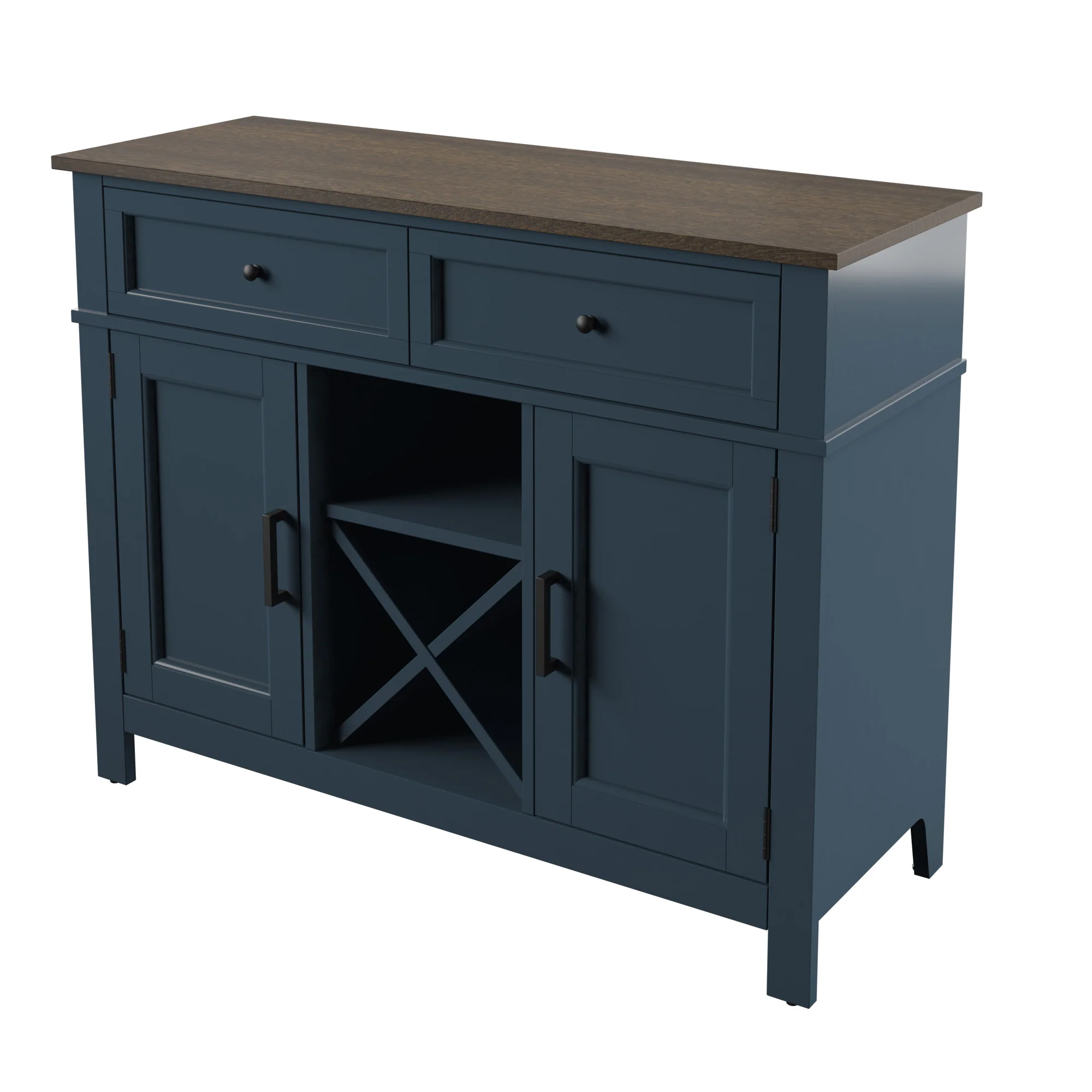 Farmhouse Buffet Sideboard with Wine Shelving and Stemware Storage - Image 21